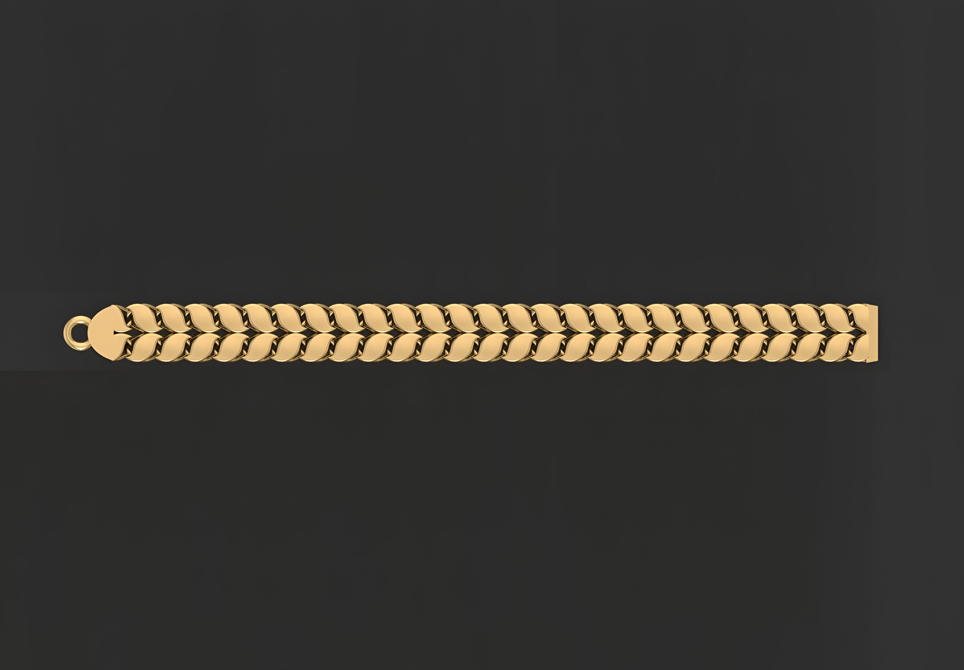 Gold Chain Bracelet 3D print model_5