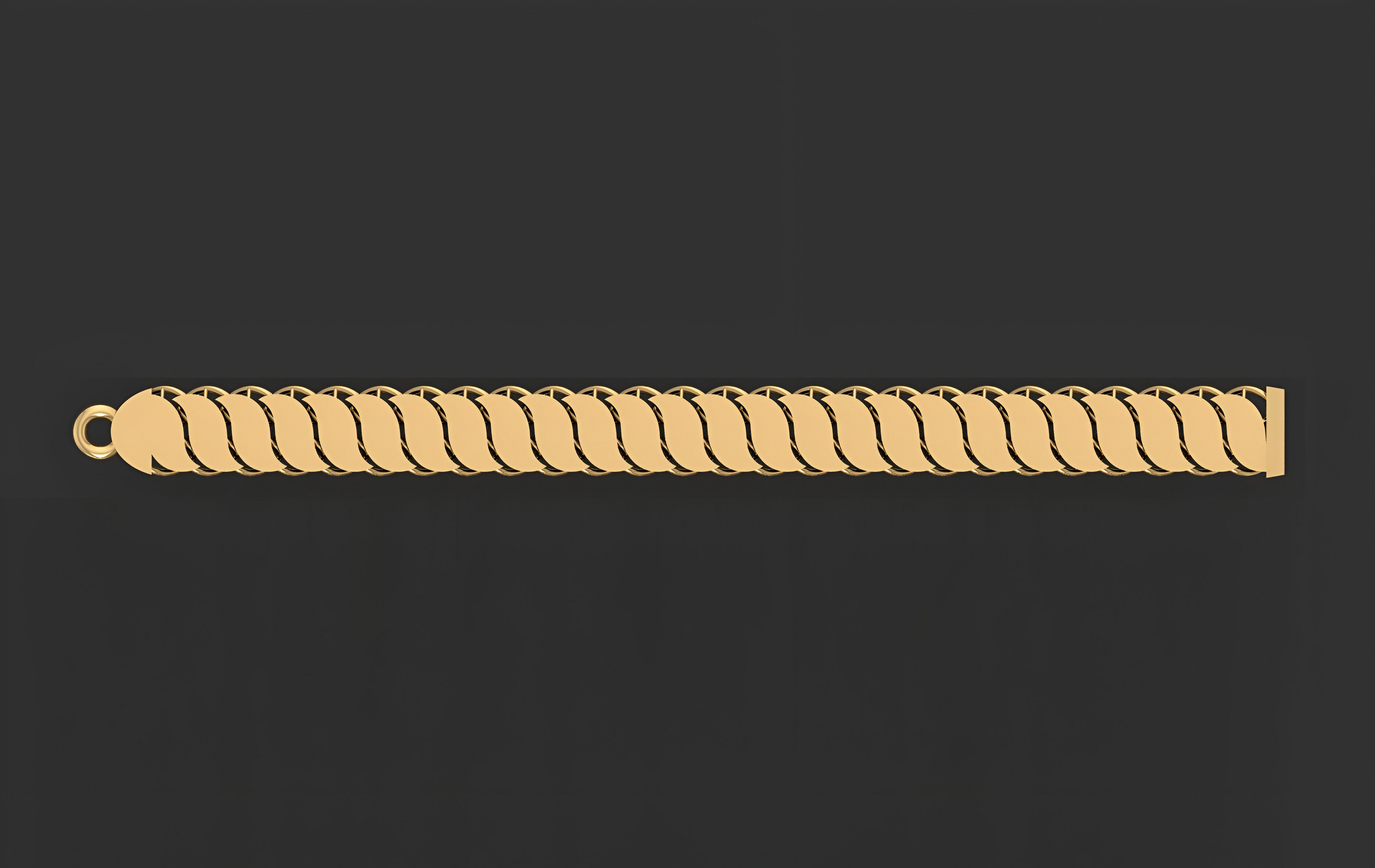 Gold Chain Bracelet 3D print model_5