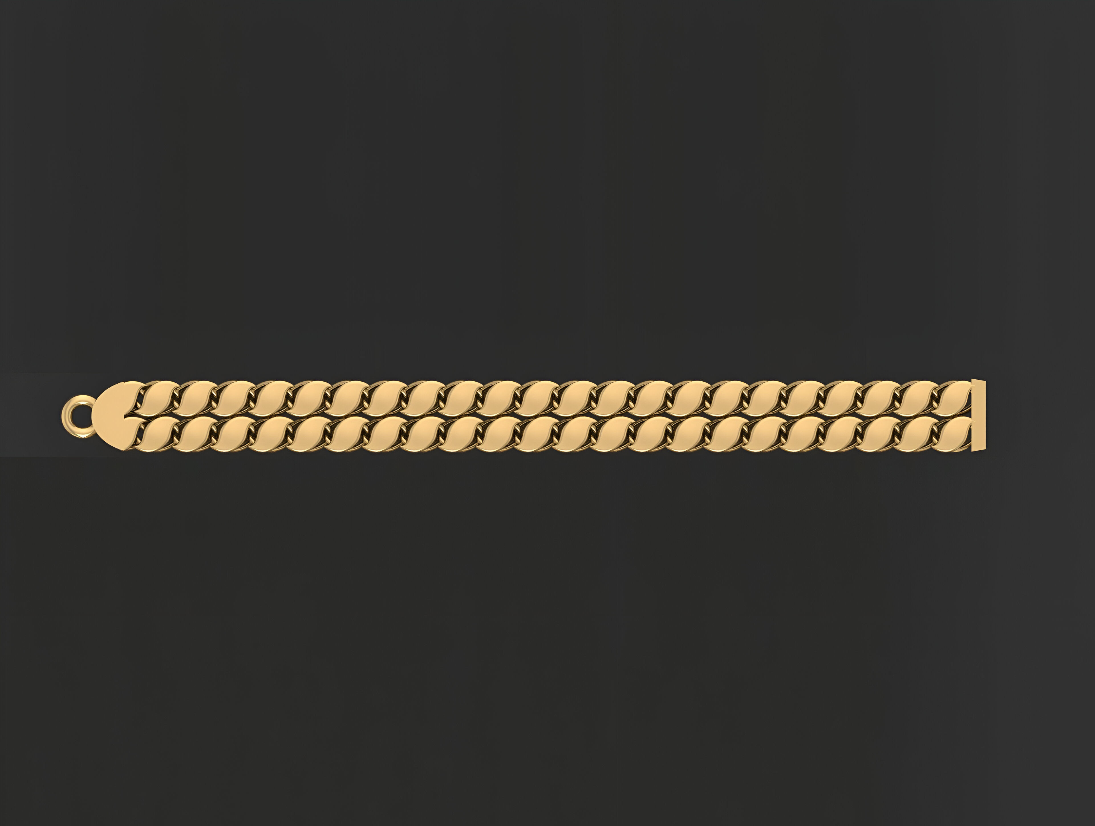 Gold Chain Bracelet 3D print model_2