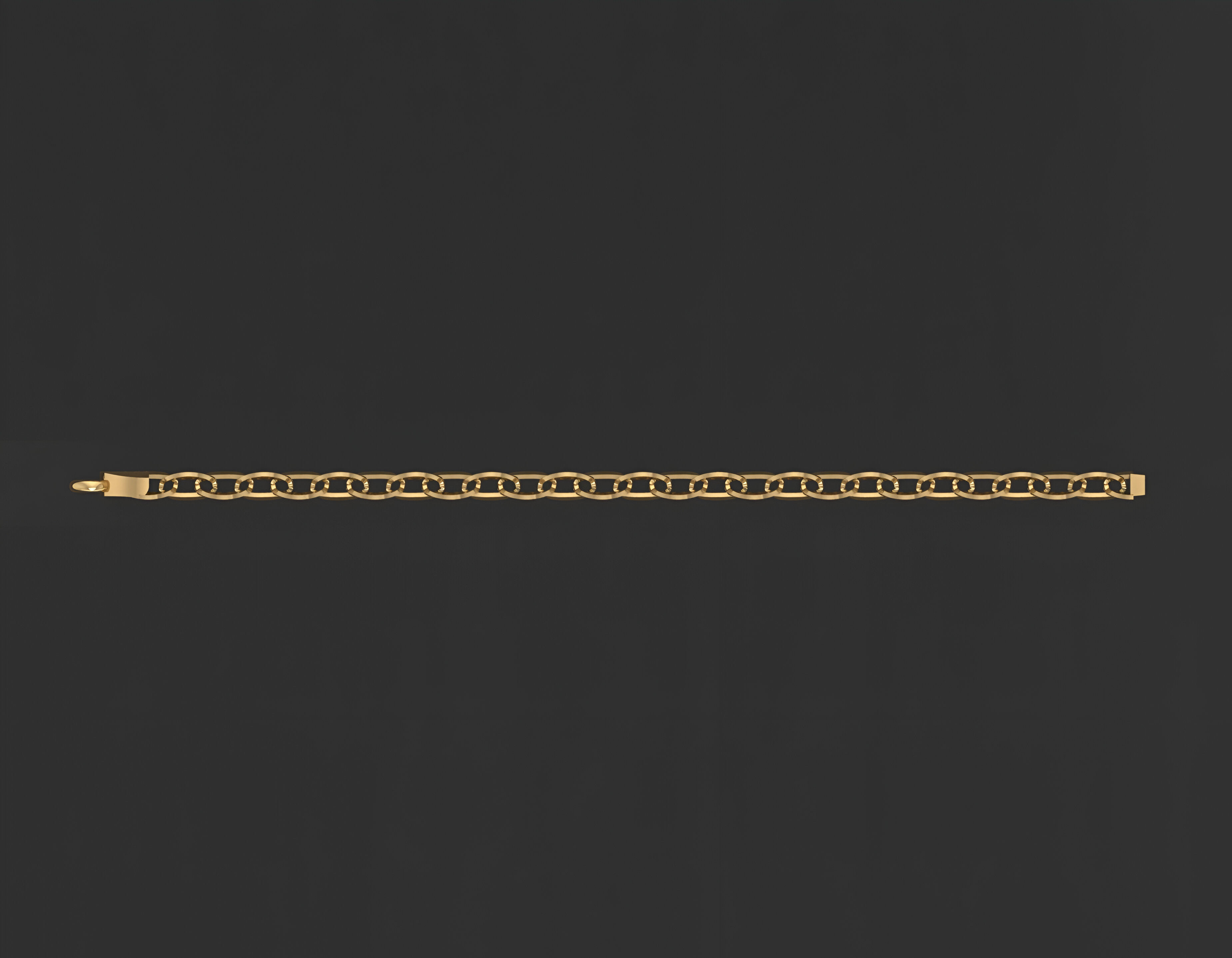 Gold Chain Bracelet 3D print model_4