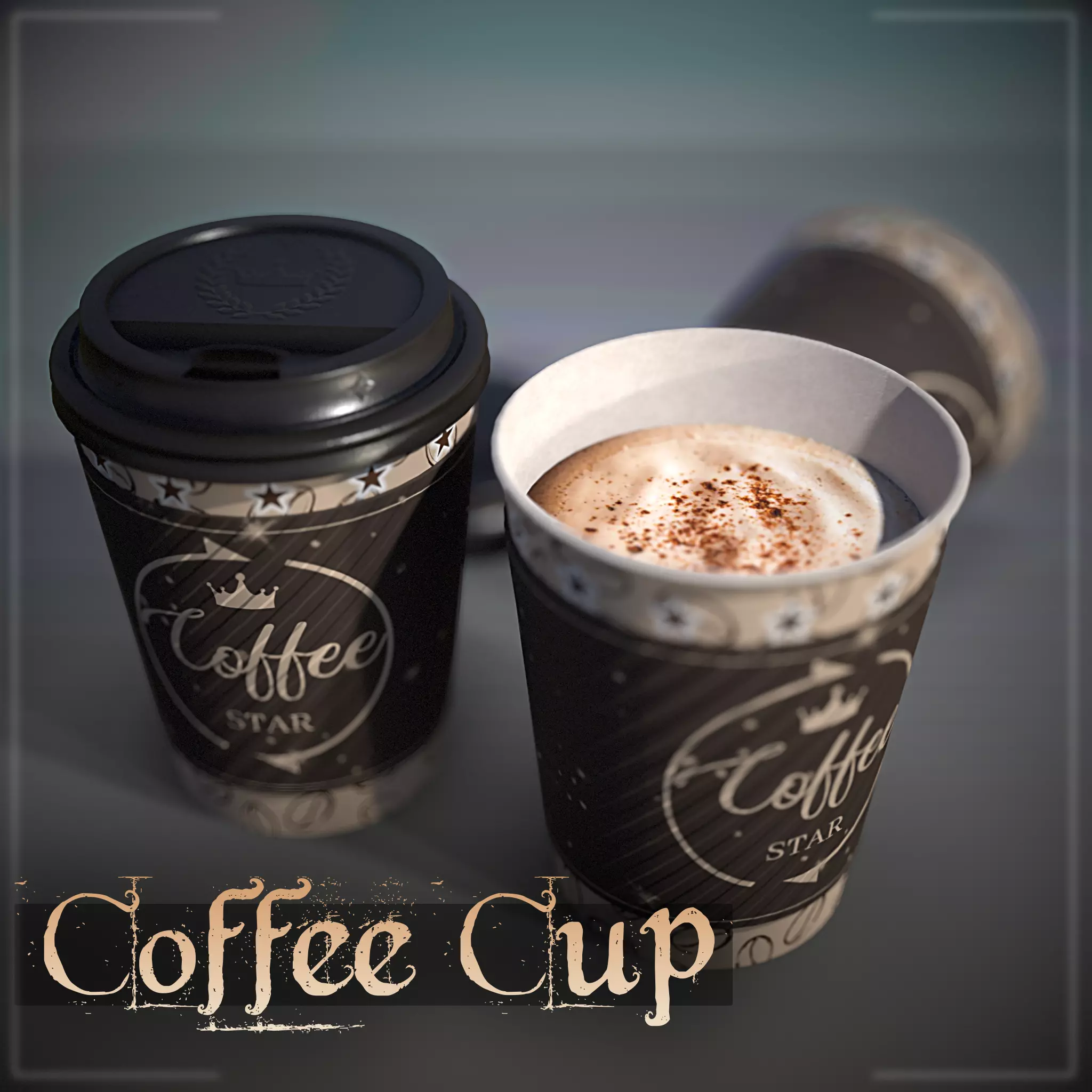 Coffee Cup Low-poly 3D model_0