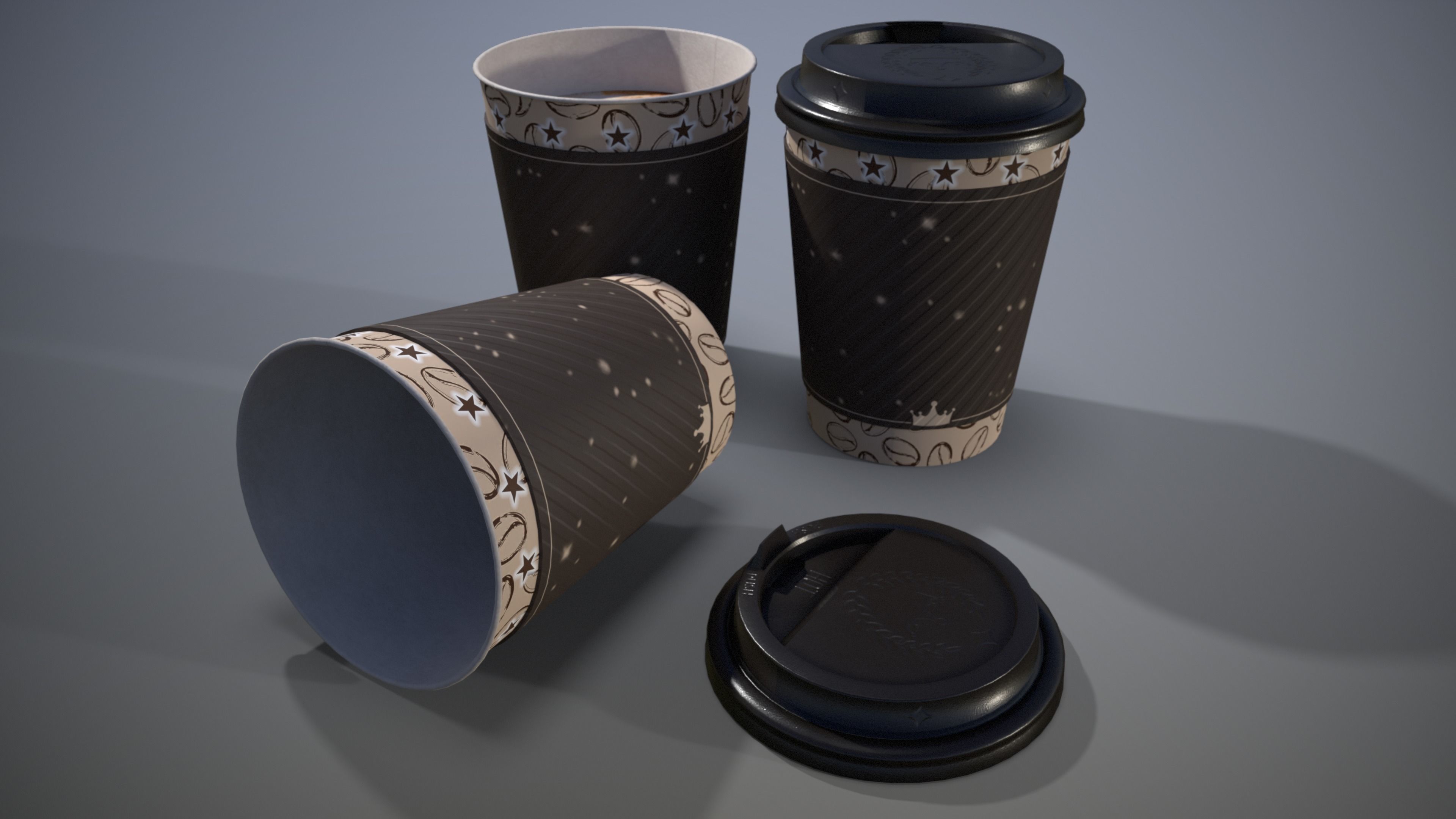 Coffee Cup Low-poly 3D model_5