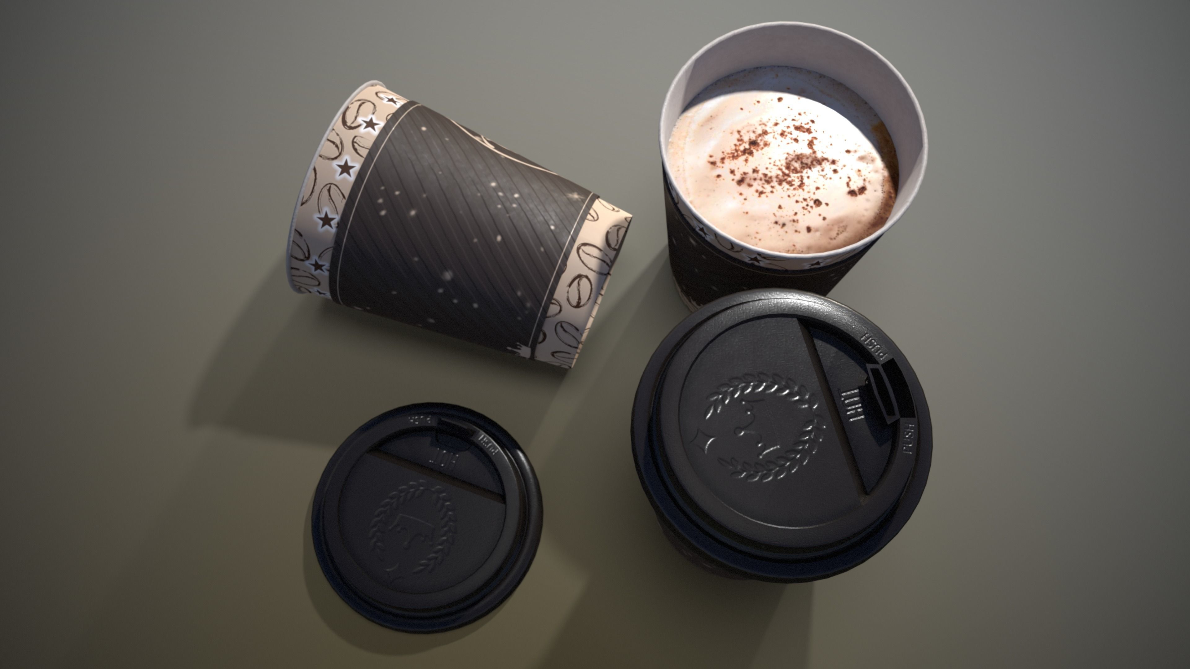 Coffee Cup Low-poly 3D model_4