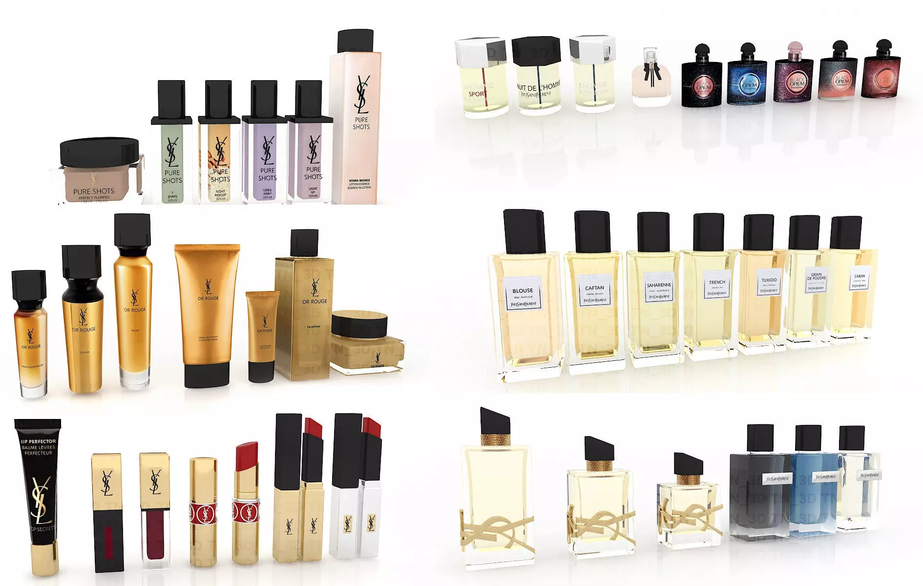 YSL Products Collection - perfume make up cosmetic 3D model