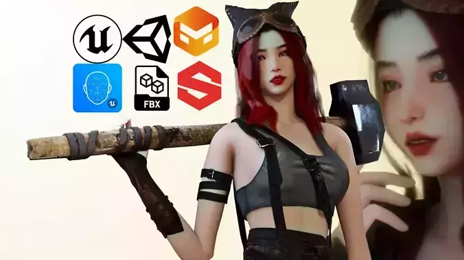 Fantasy Girl - Game Ready Low-poly 3D model