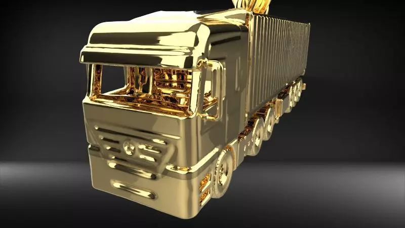 Wheeler Semi Trailer Truck Pendant Solid 3D print model