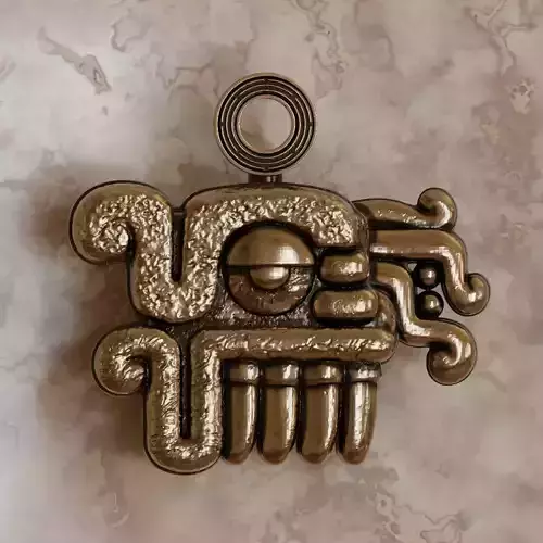 Aztec symbol pendant 7 Rain - Quiahuitl 3D print model