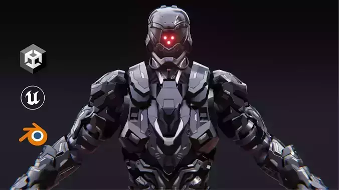 Sci-Fi Robotic Character Low-poly 3D model
