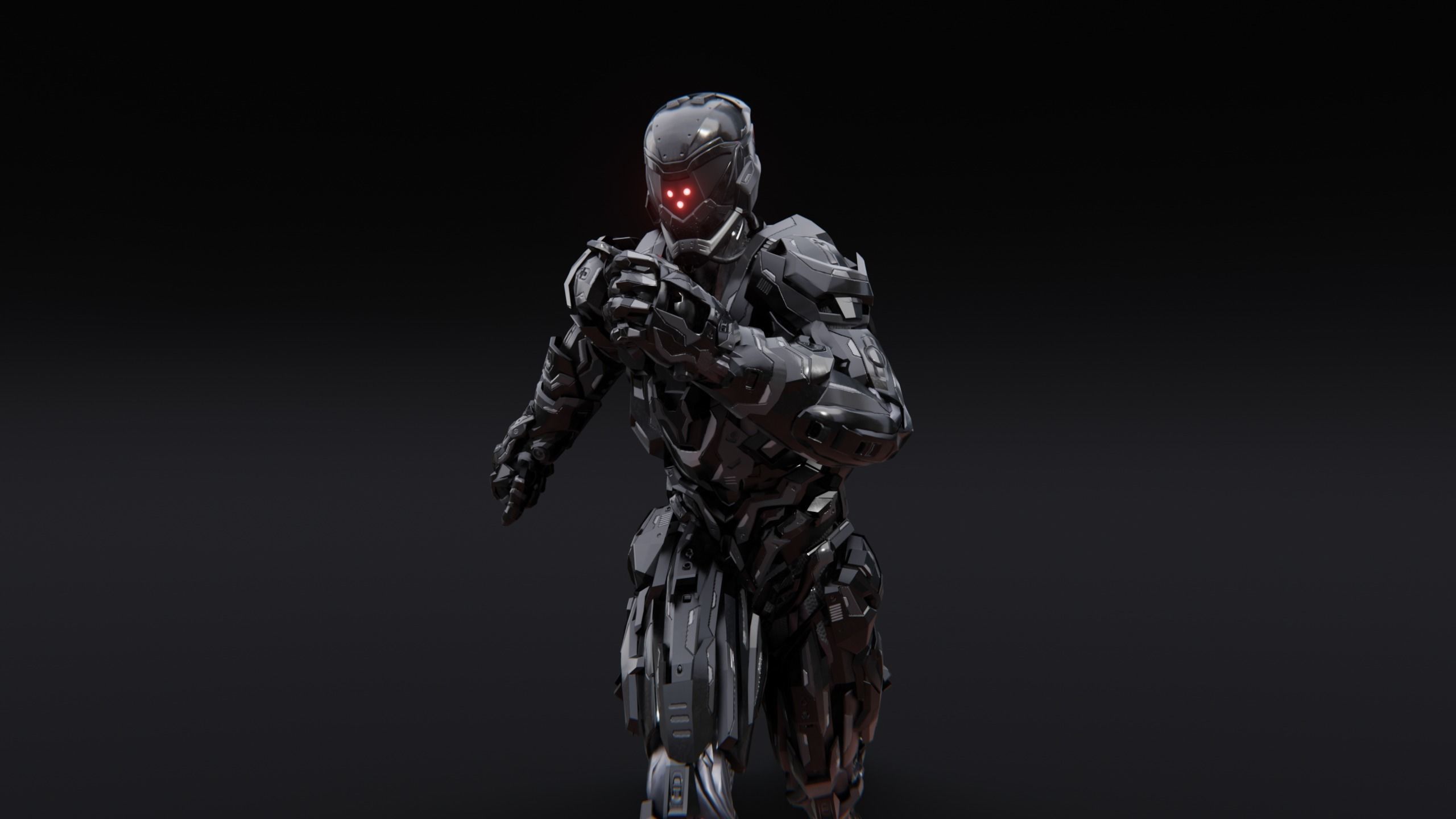 Sci-Fi Robotic Character Low-poly 3D model_12