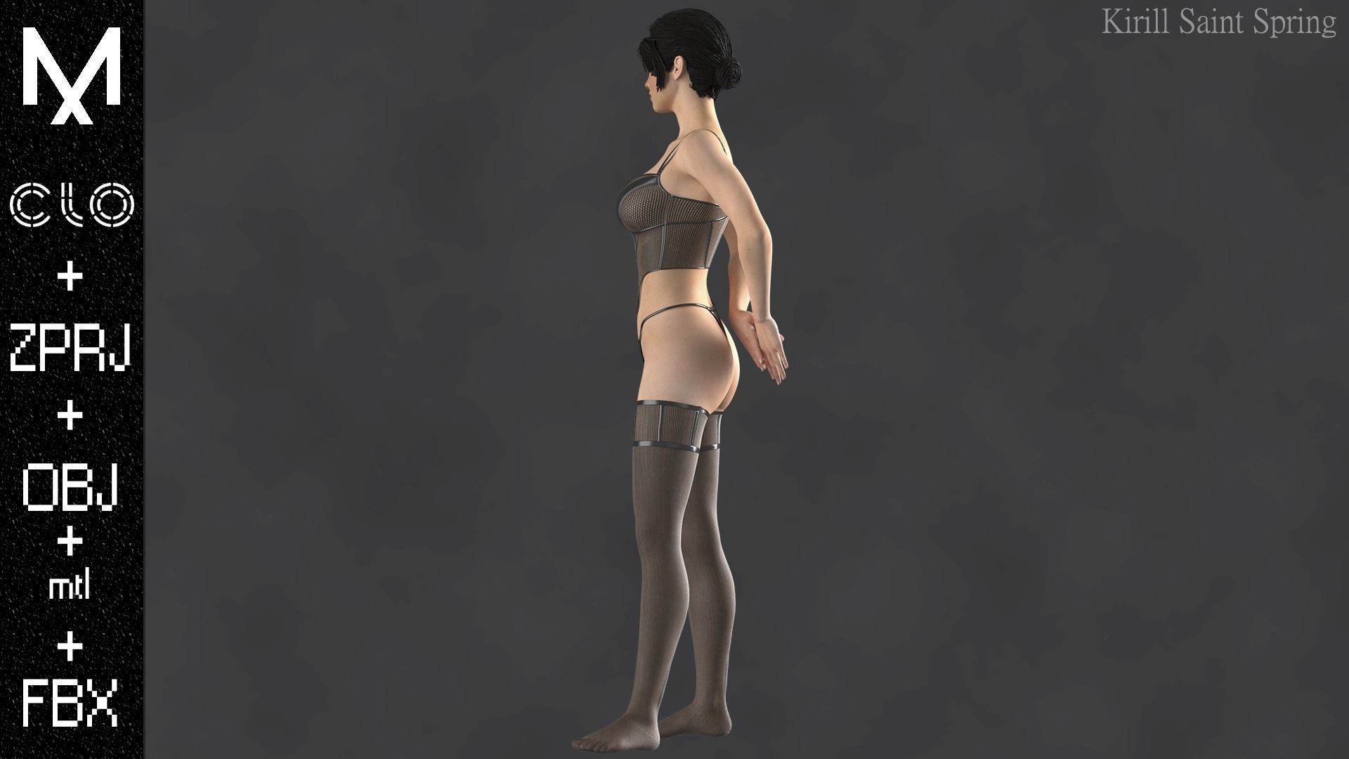 Digital Underwear Marvelous designer Clo3d OBJ mtl FBX ZPRJ 3D model_7