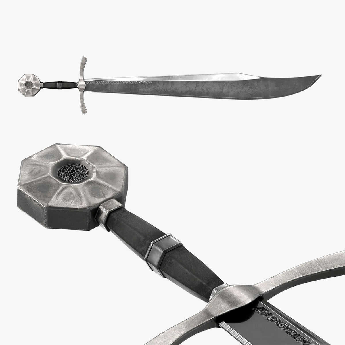 Realistic Sword Falshion Low-poly 3D model_7