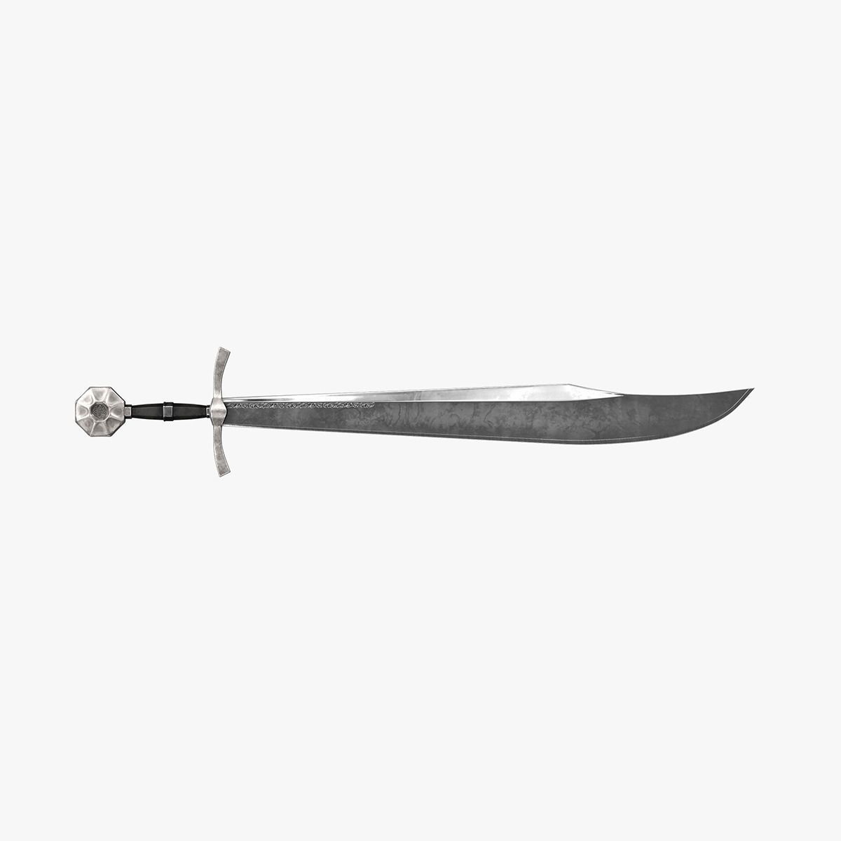 Realistic Sword Falshion Low-poly 3D model_4
