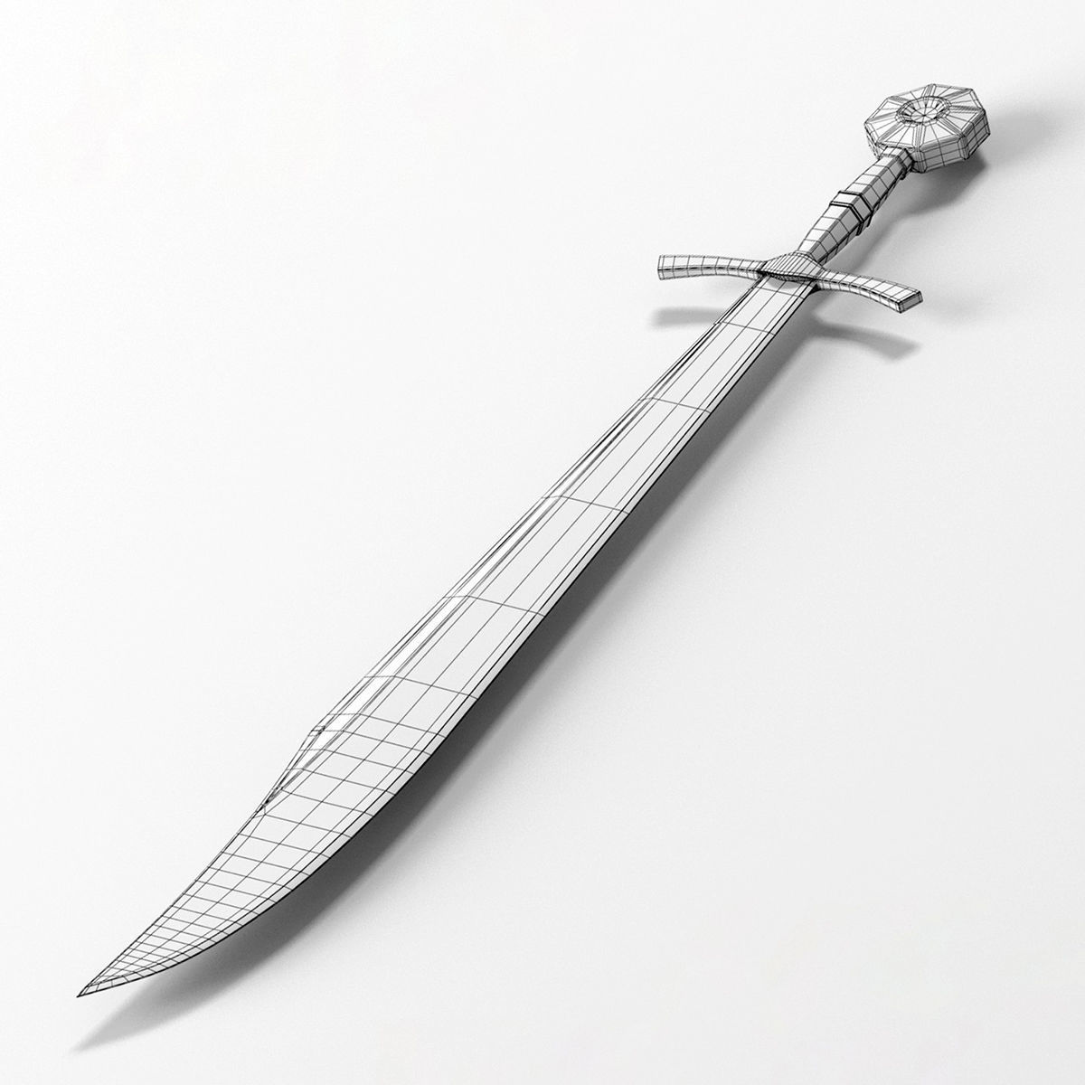 Realistic Sword Falshion Low-poly 3D model_2