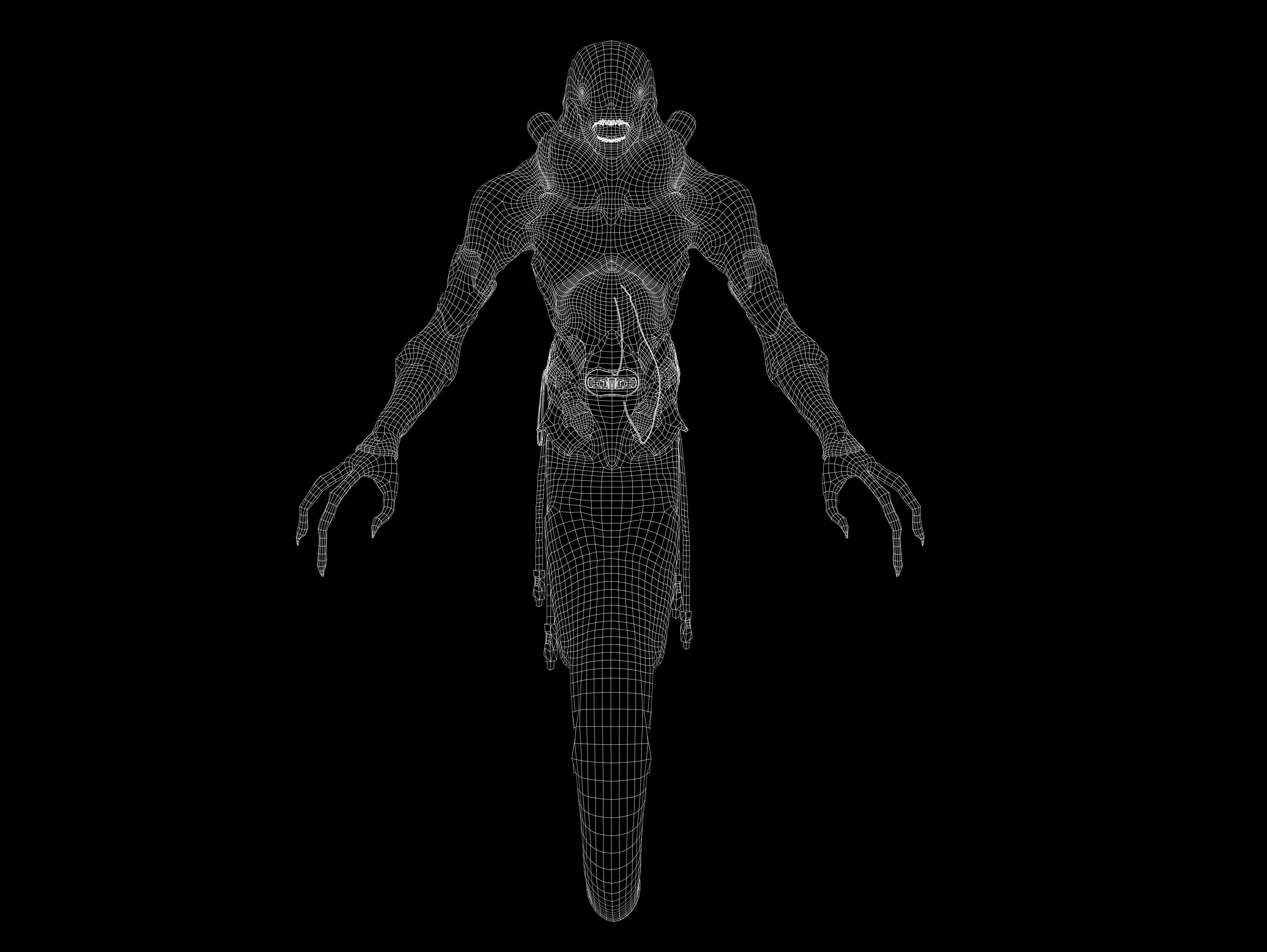 Sci Fi Horror Creature Low-poly 3D model_14