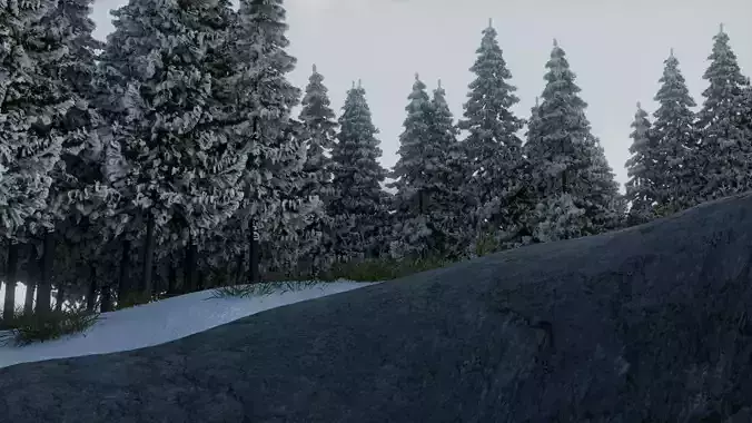 Serene snowy scene with moon for day and night