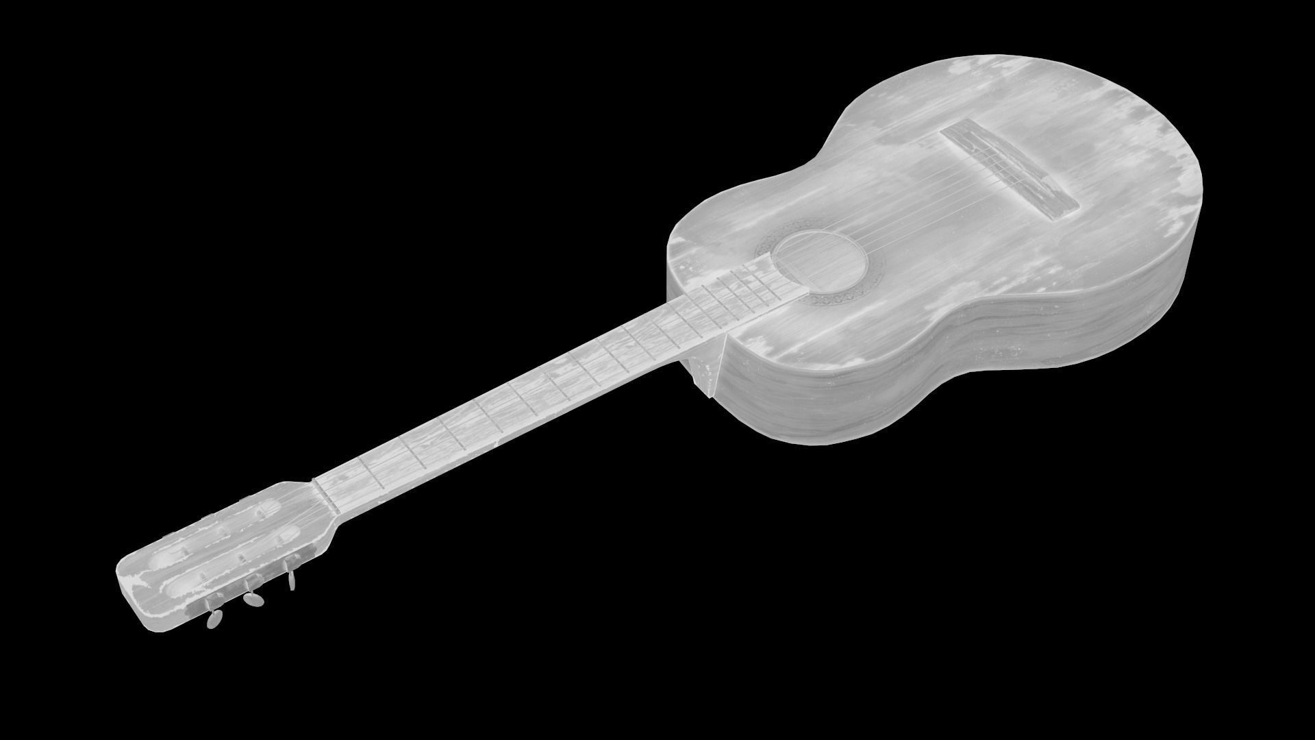 Used Soviet Guitar Low-poly 3D model_7