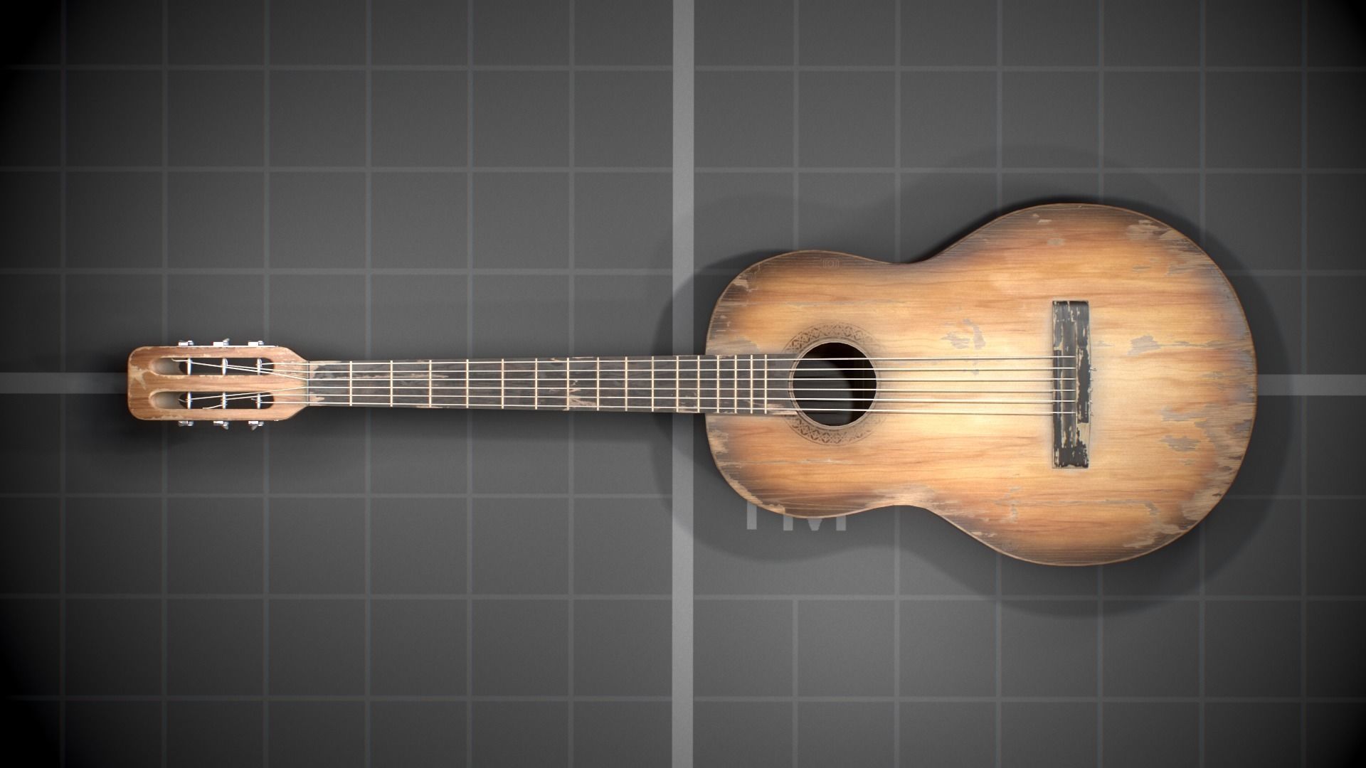 Used Soviet Guitar Low-poly 3D model_2