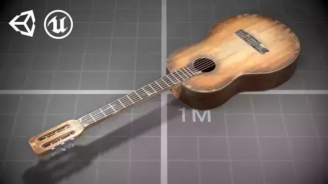 Used Soviet Guitar Low-poly 3D model