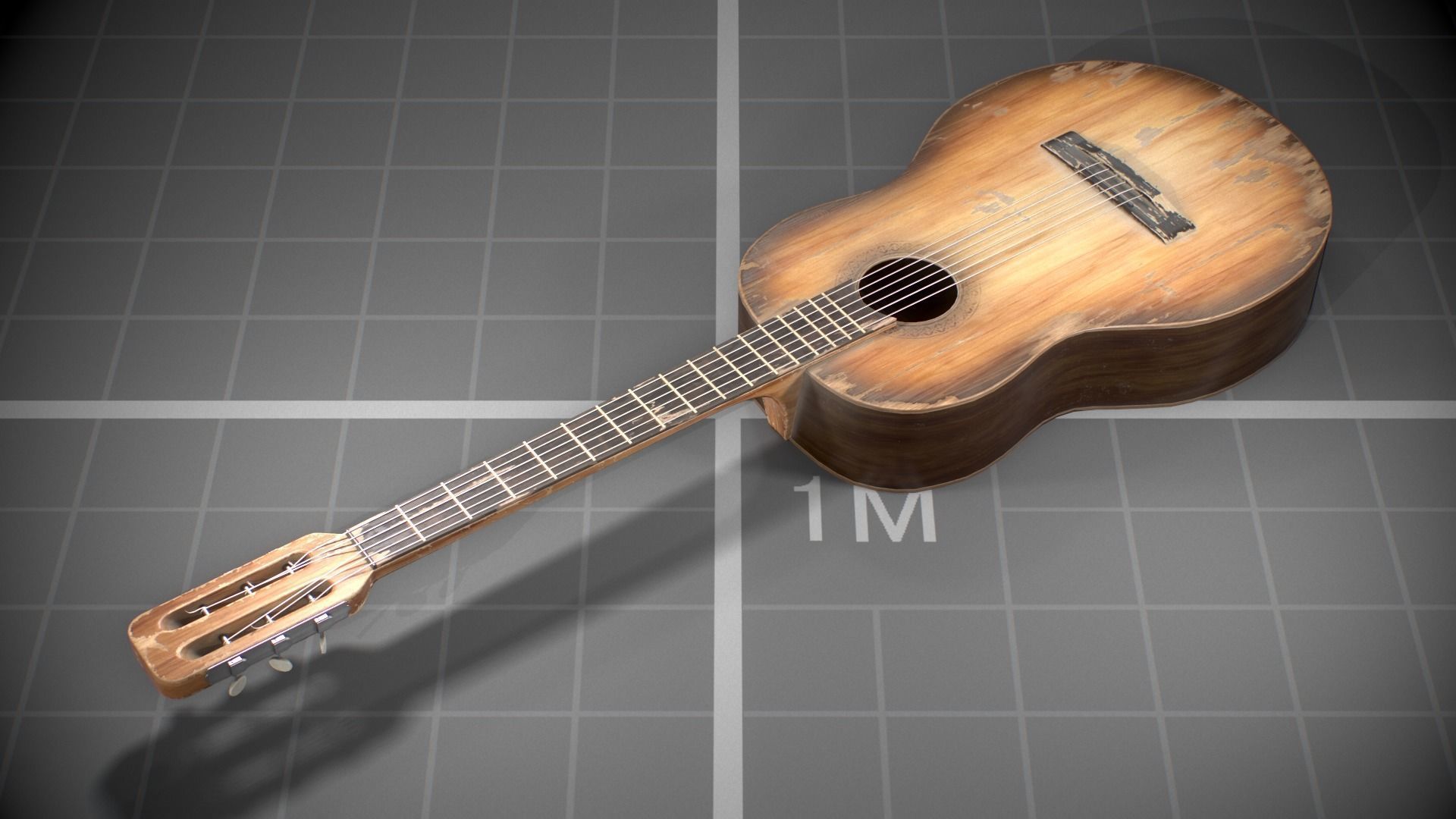 Used Soviet Guitar Low-poly 3D model_1