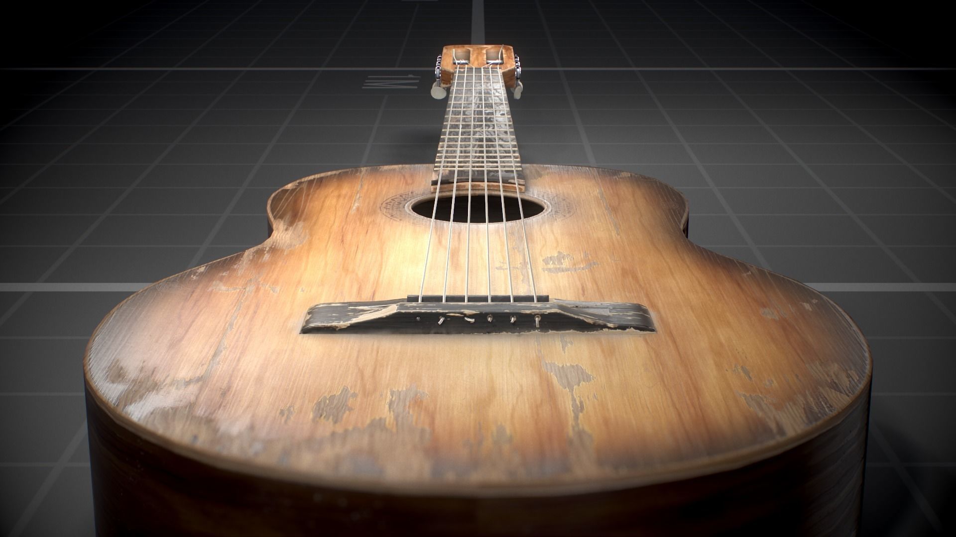 Used Soviet Guitar Low-poly 3D model_3