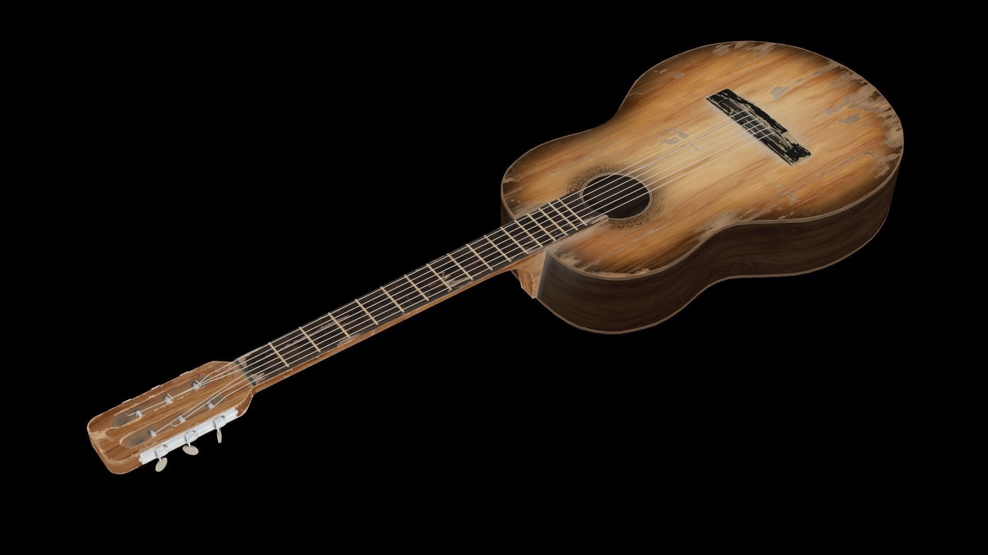 Used Soviet Guitar Low-poly 3D model_6