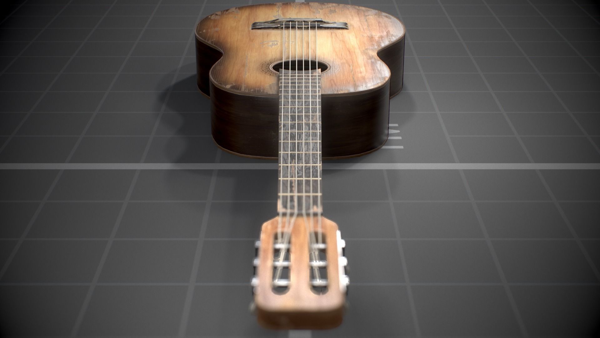 Used Soviet Guitar Low-poly 3D model_4