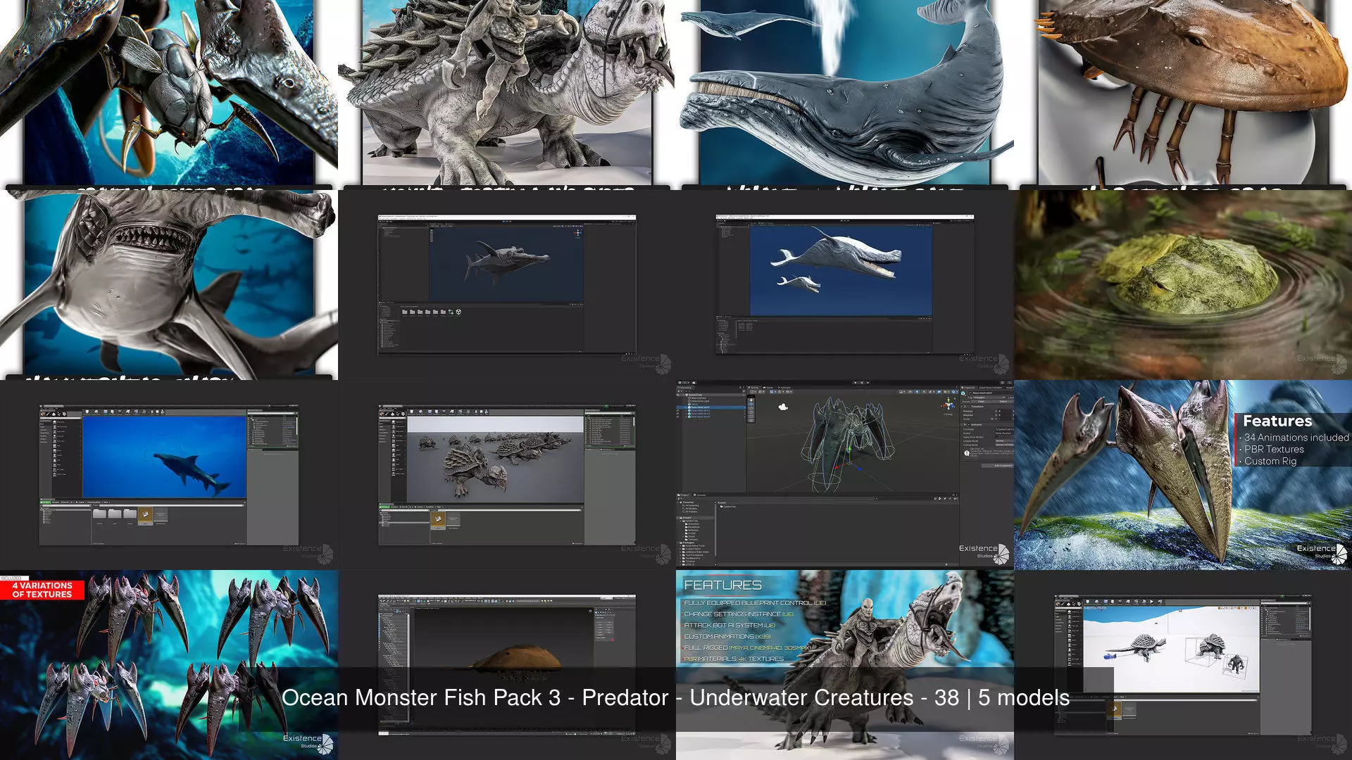Ocean Monster Fish Pack 3 - Predator - Underwater Creatures - 38 3D Model Collection_7