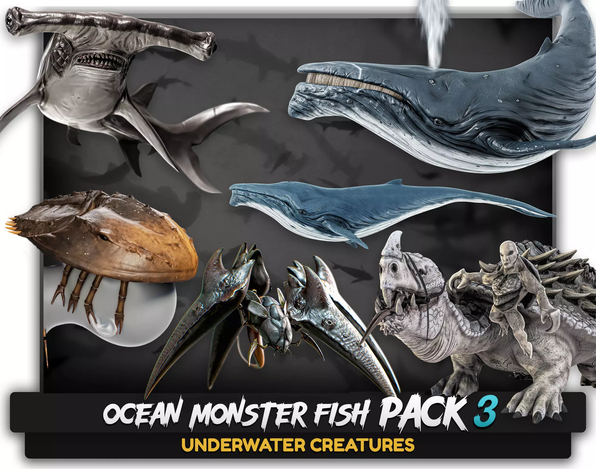 Ocean Monster Fish Pack 3 - Predator - Underwater Creatures - 38 3D Model Collection_0