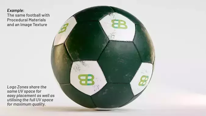 Realistic Football Soccer Ball with Stitches and Design Zones