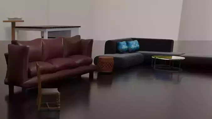 The comfortable furniture in living room 3D model