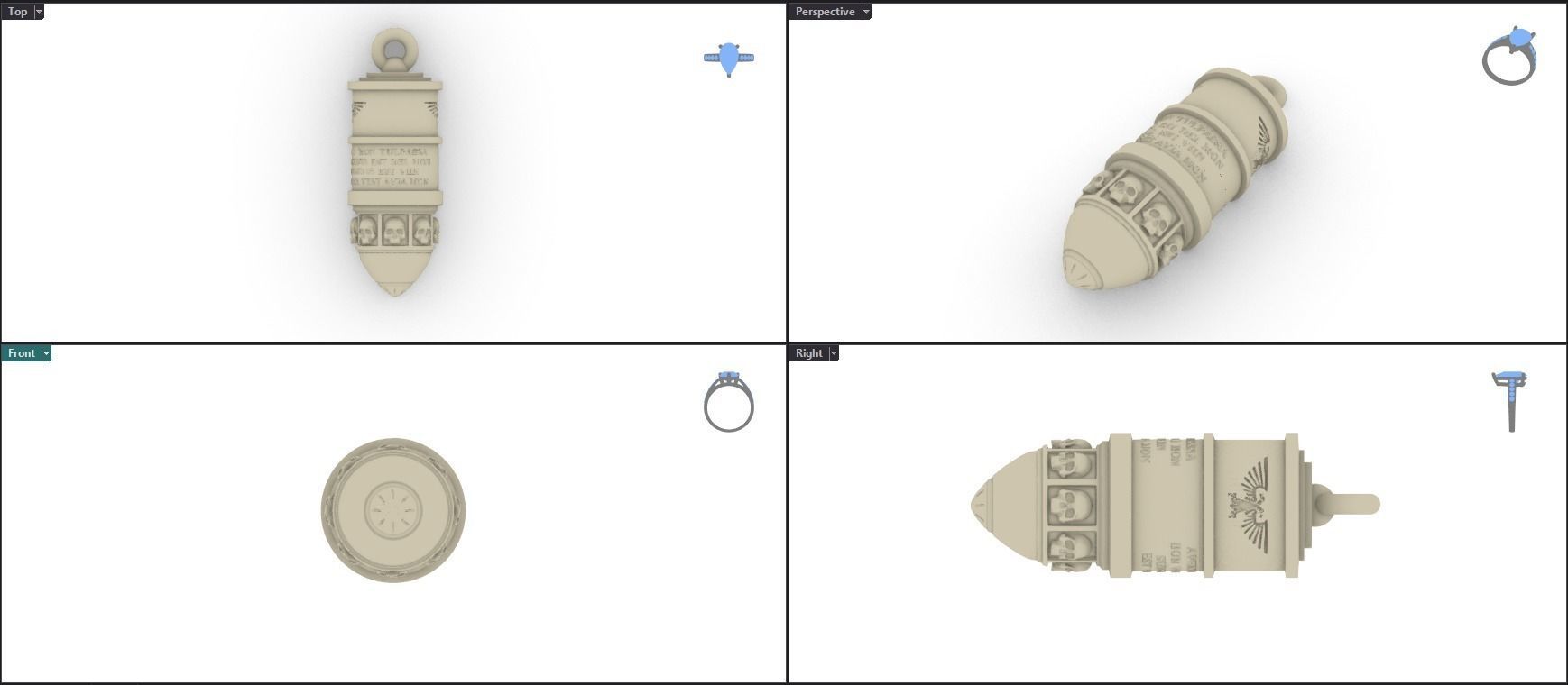 Bullet Pendant 3D print model_3