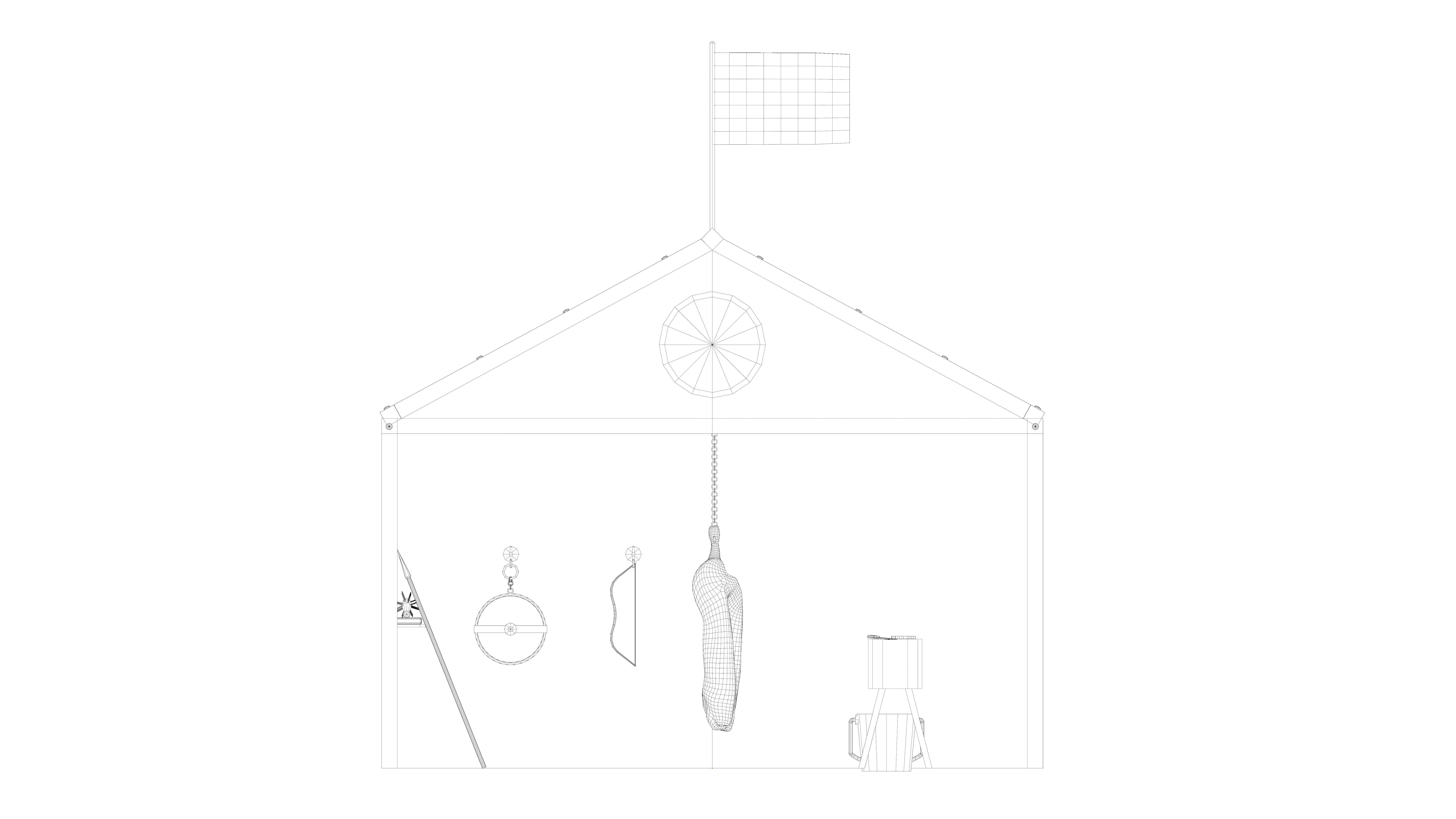 Stylized medieval hunting workshop Low-poly 3D model_6