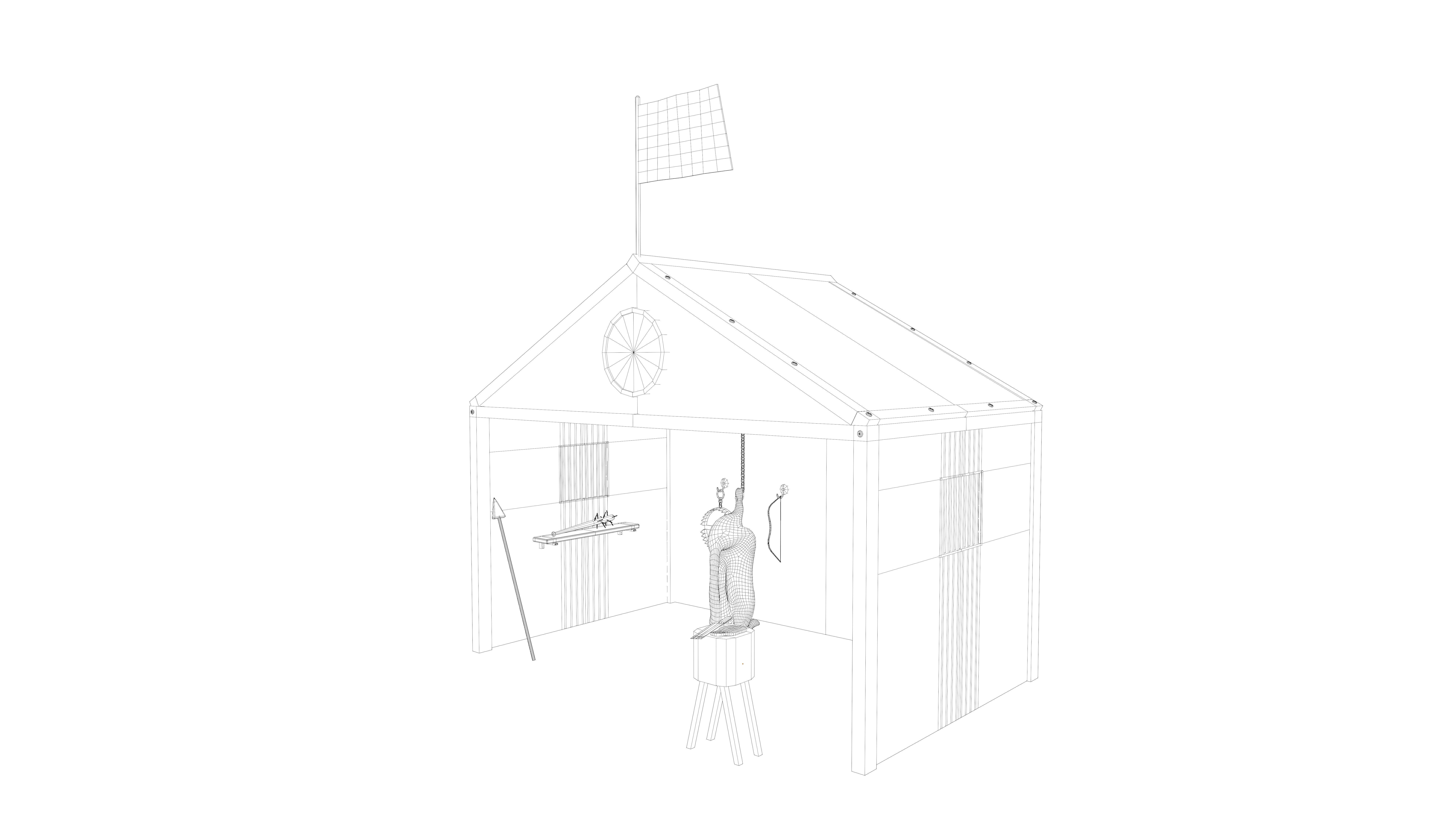 Stylized medieval hunting workshop Low-poly 3D model_7