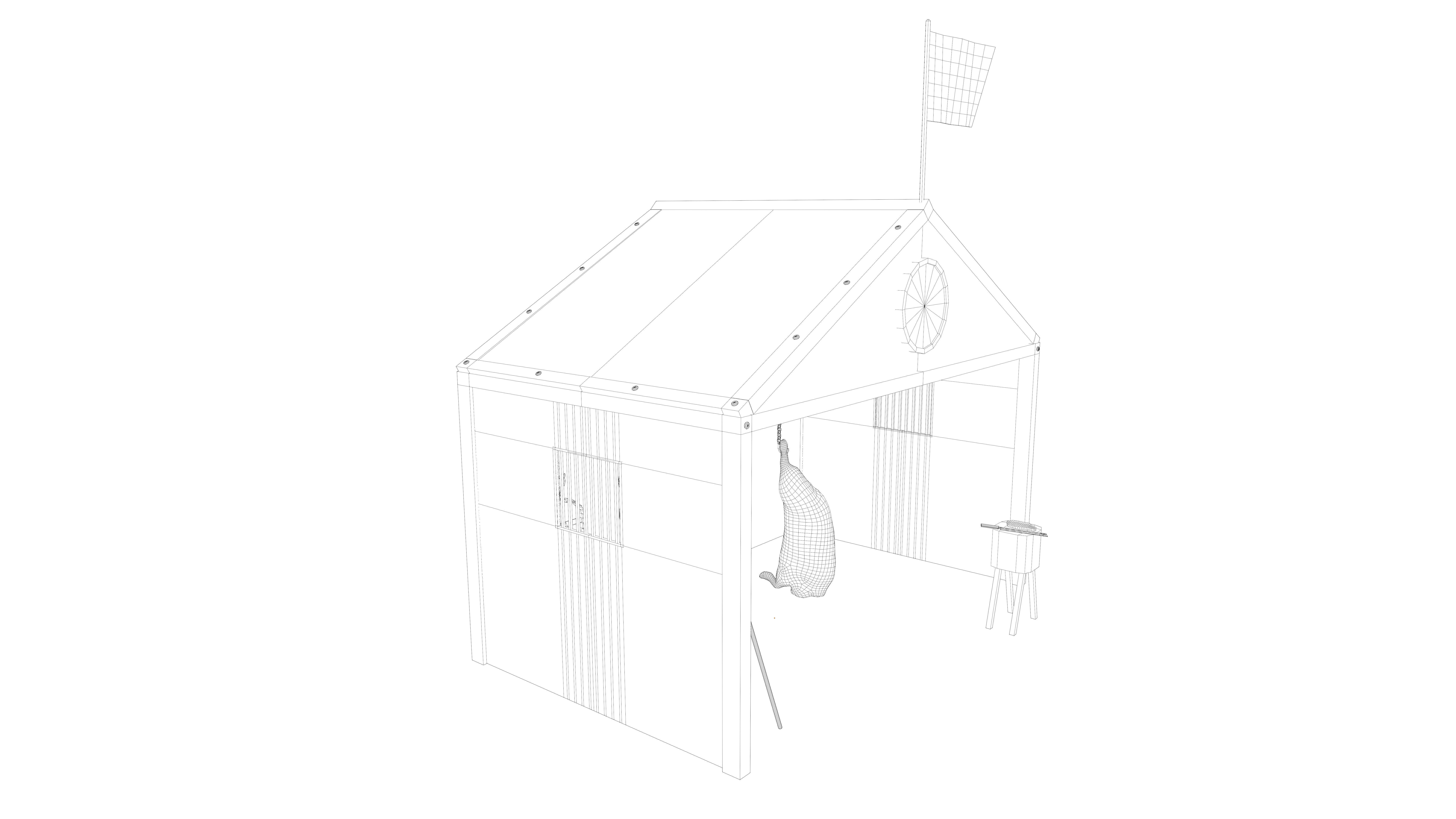 Stylized medieval hunting workshop Low-poly 3D model_8