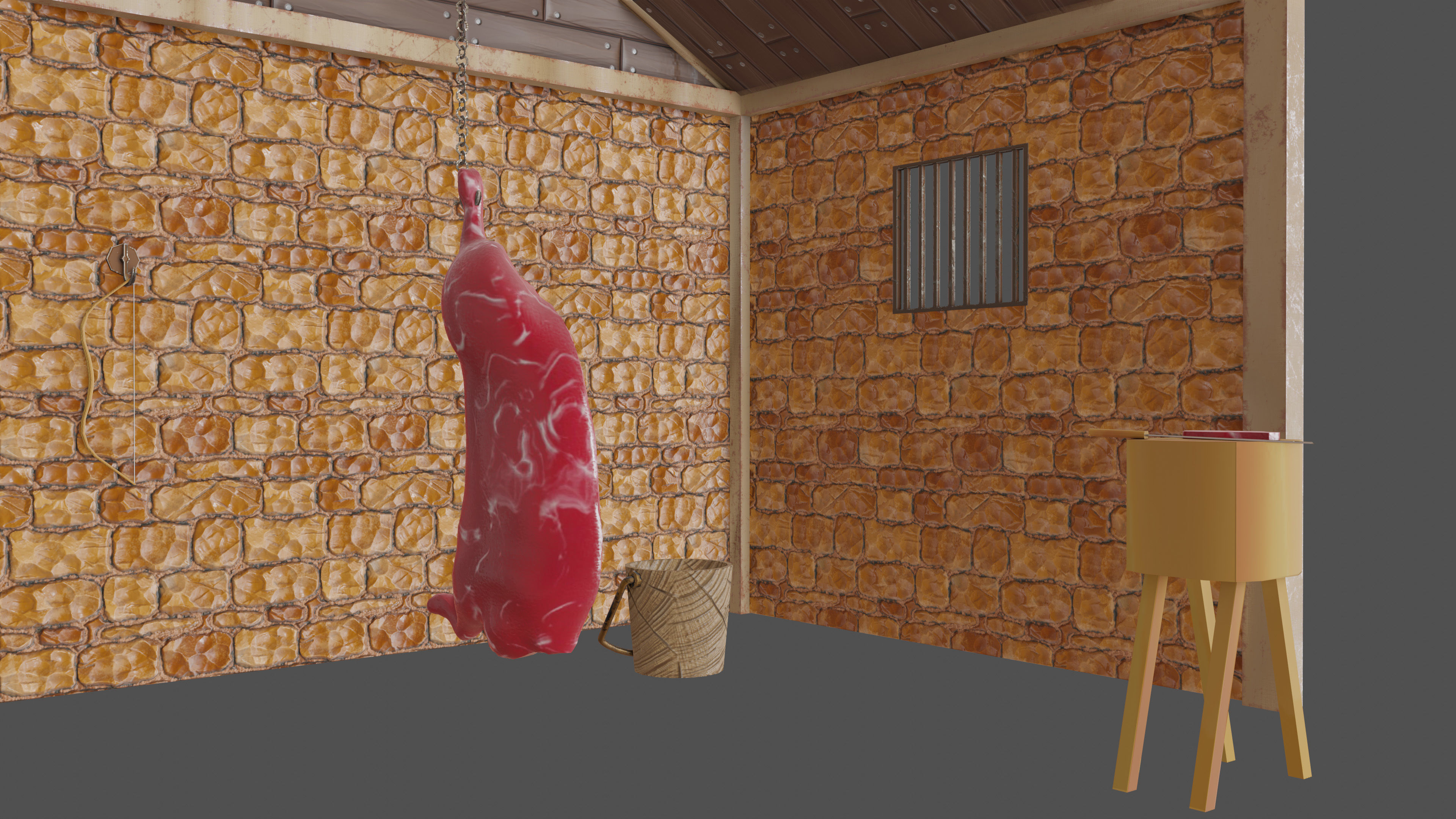 Stylized medieval hunting workshop Low-poly 3D model_4