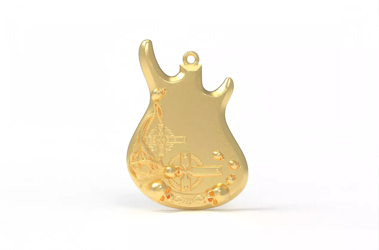 Guitar Skull Pendant 3D print model