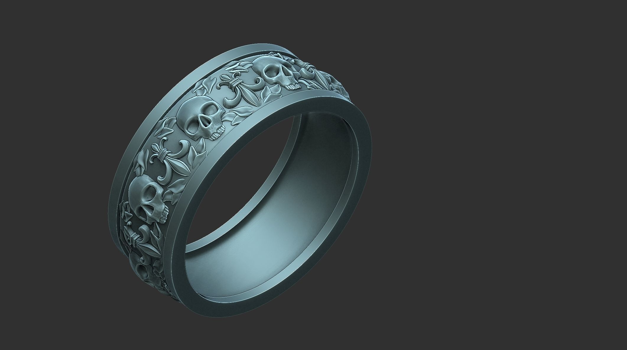 Heraldic Lily and skulls 3D print model_2