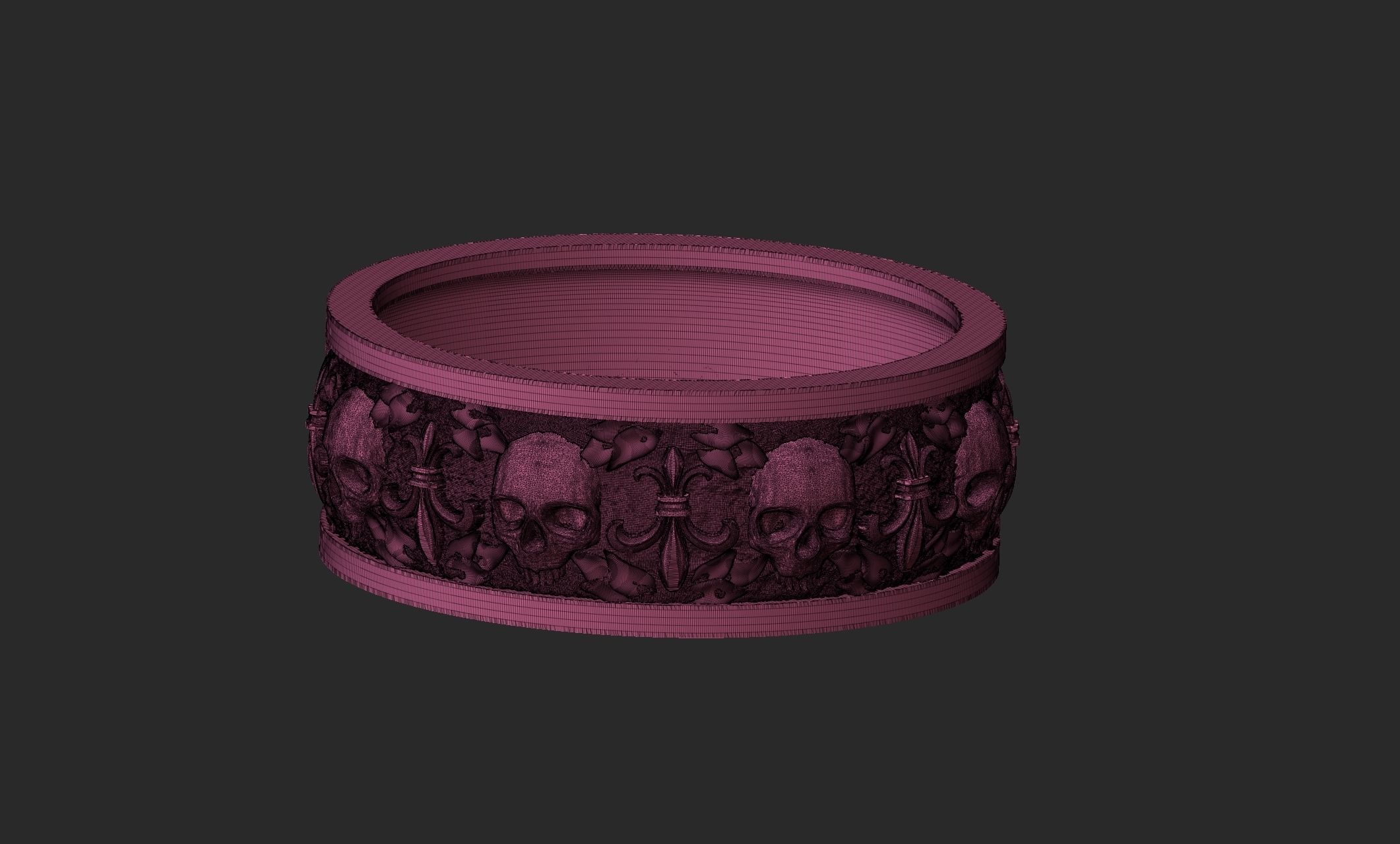 Heraldic Lily and skulls 3D print model_4