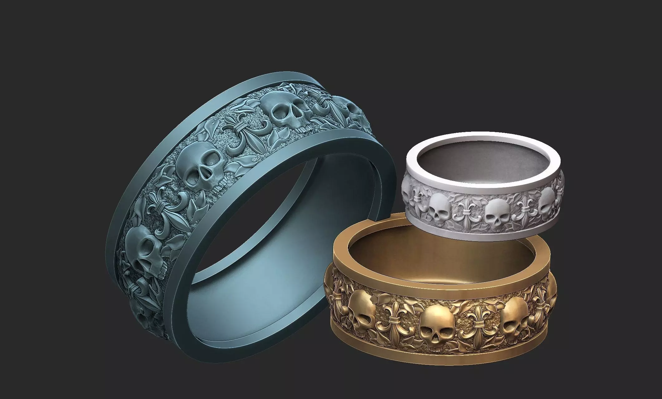 Heraldic Lily and skulls 3D print model_0