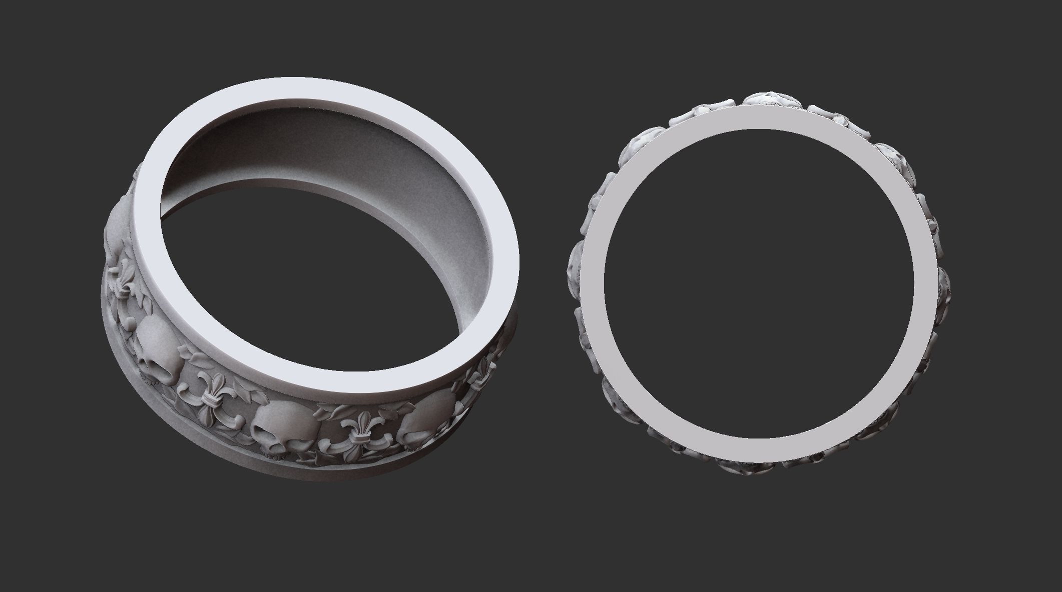 Heraldic Lily and skulls 3D print model_3