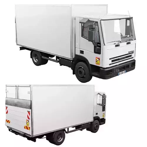 Iveco Eurocargo 100E18 2001 Box Truck Low-poly 3D model