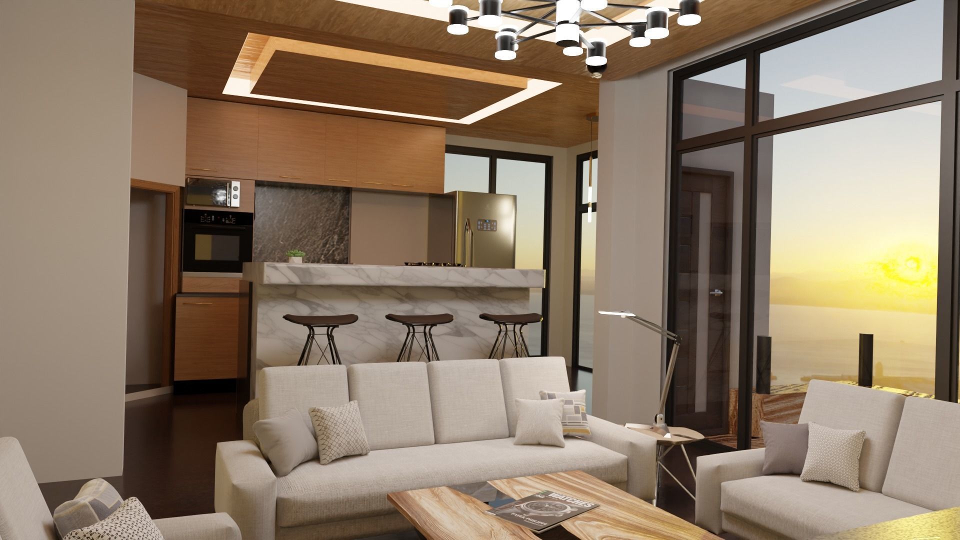 Scandinavian 3-seater sofa Free 3D model_2