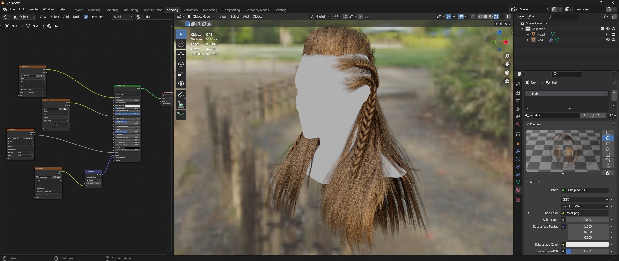 Realtime Haircard No49 Low-poly 3D model_1