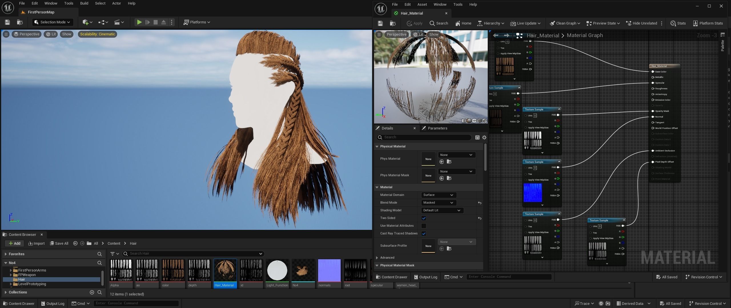 Realtime Haircard No49 Low-poly 3D model_2