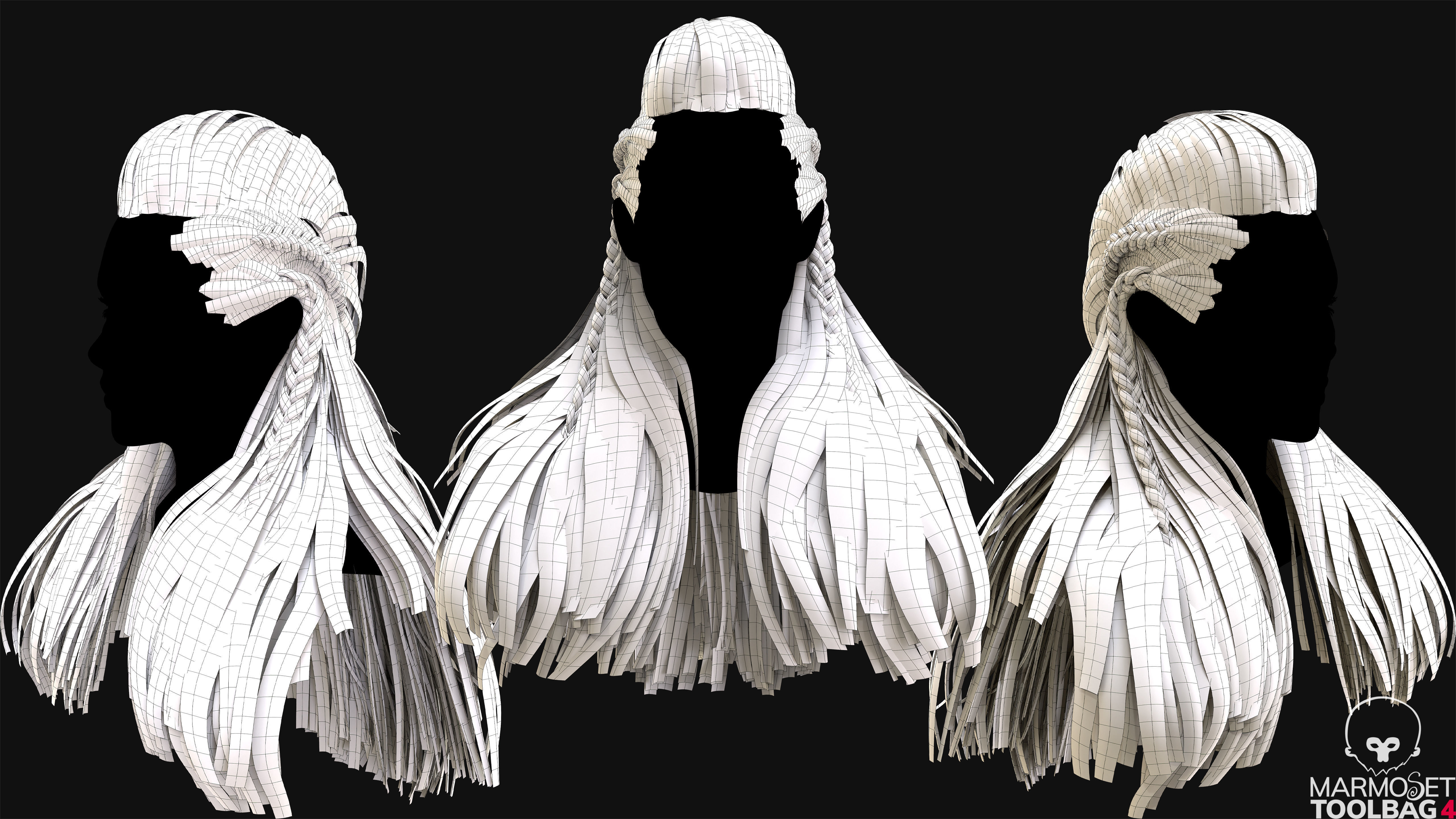 Realtime Haircard No49 Low-poly 3D model_6