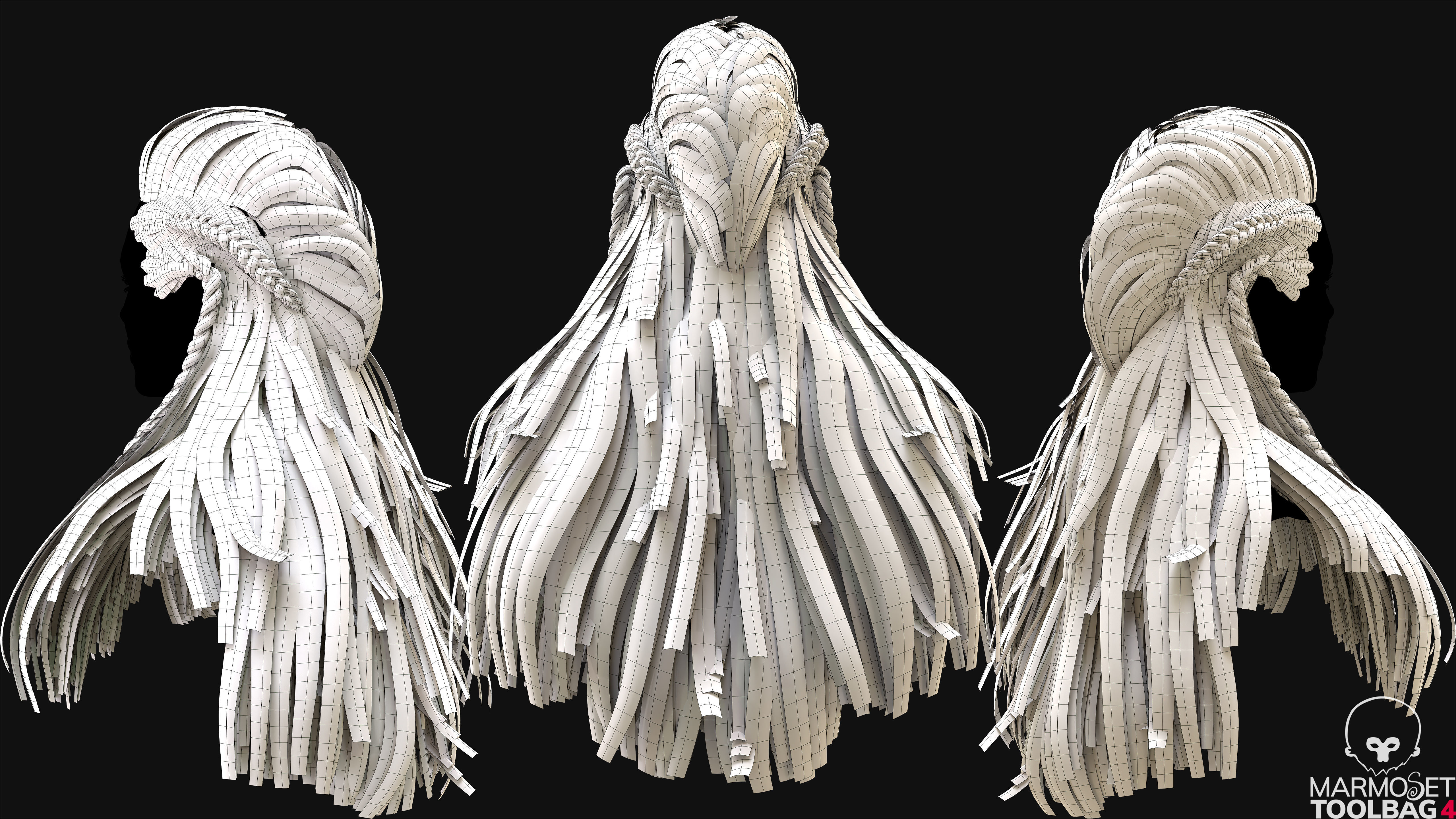 Realtime Haircard No49 Low-poly 3D model_8