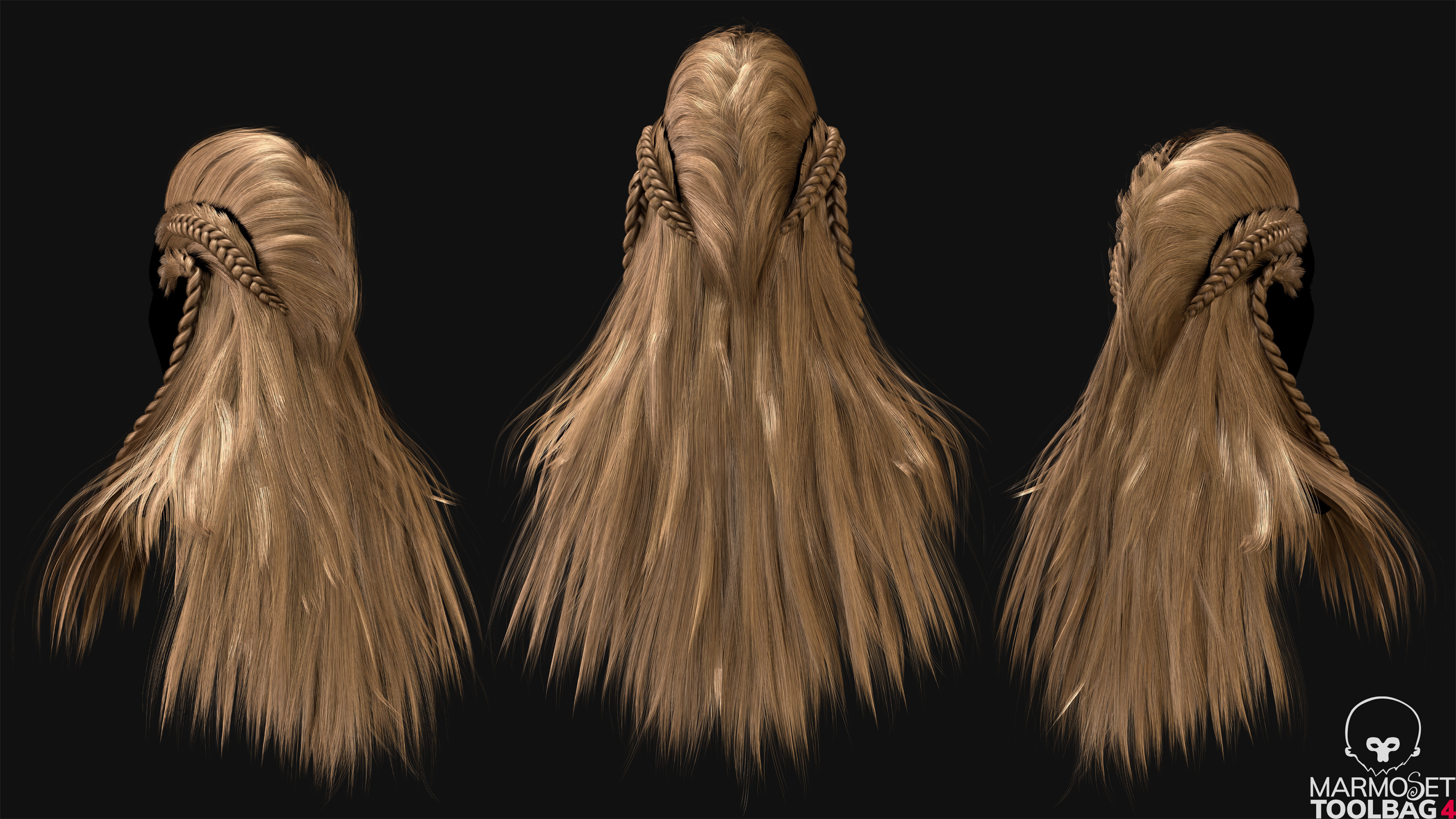 Realtime Haircard No49 Low-poly 3D model_7