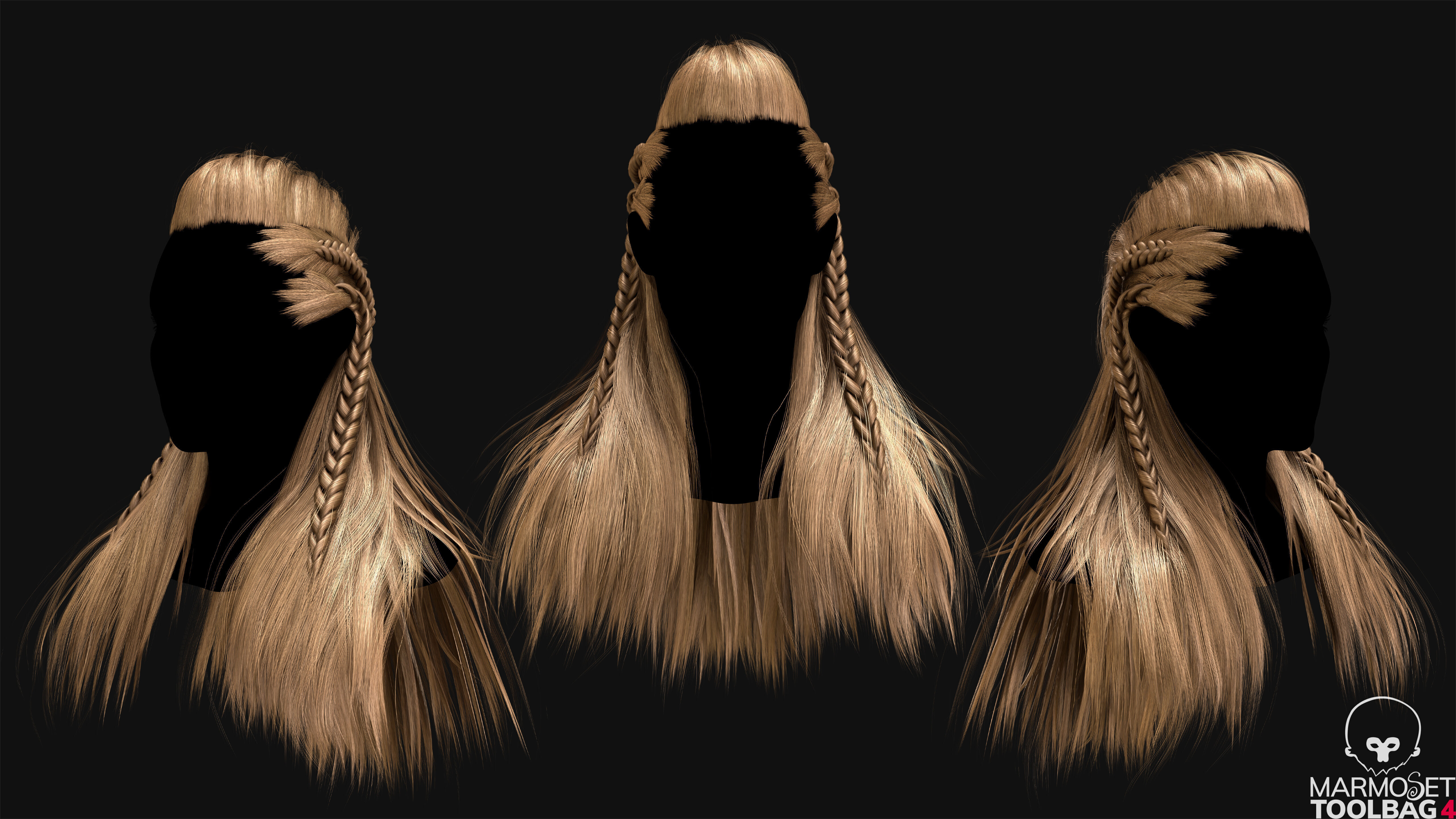Realtime Haircard No49 Low-poly 3D model_5