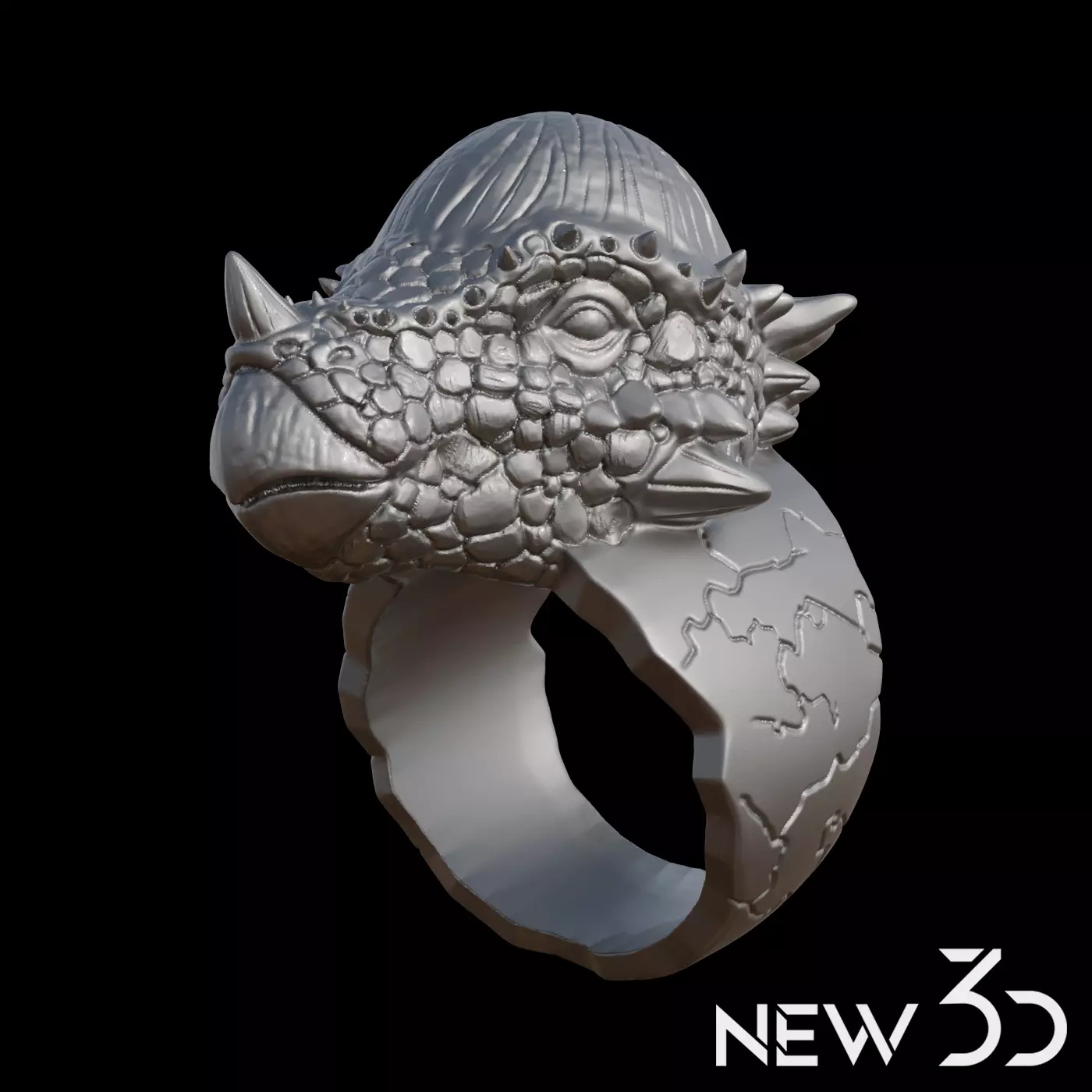 Pachycephalosaurus ring 3D print model