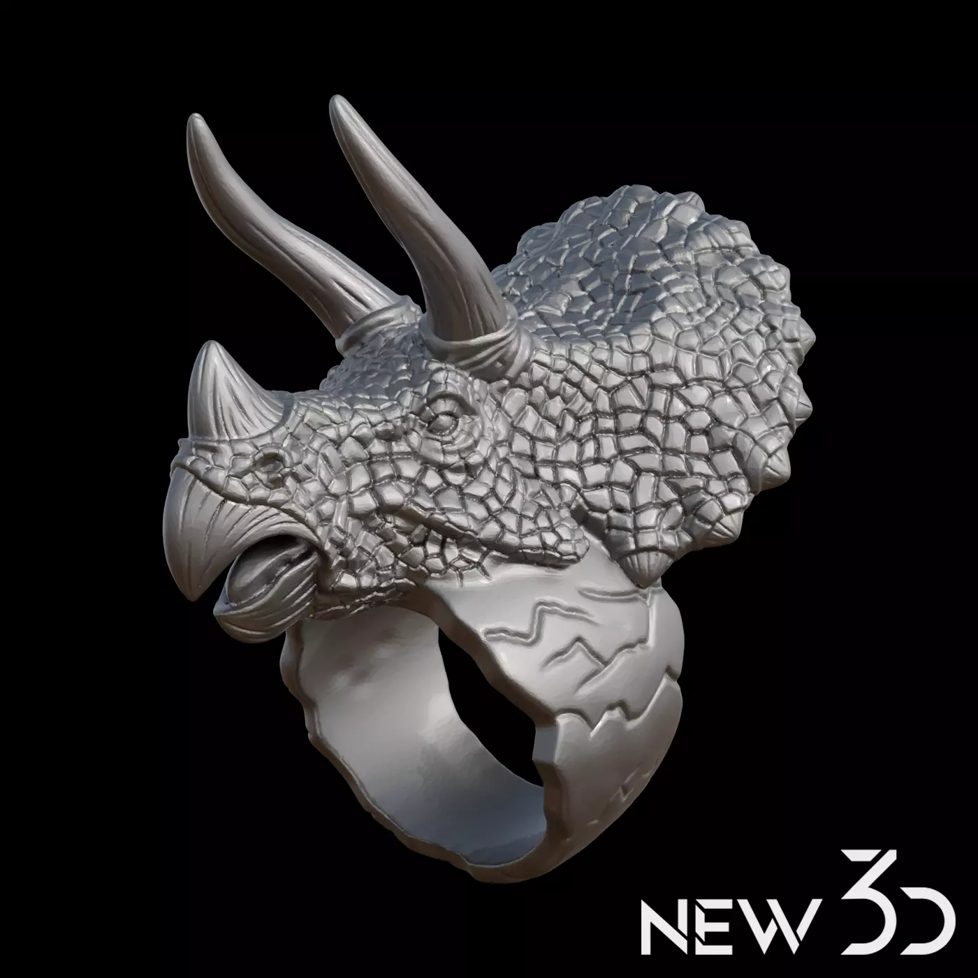 TRICERATOPS RING 3D print model